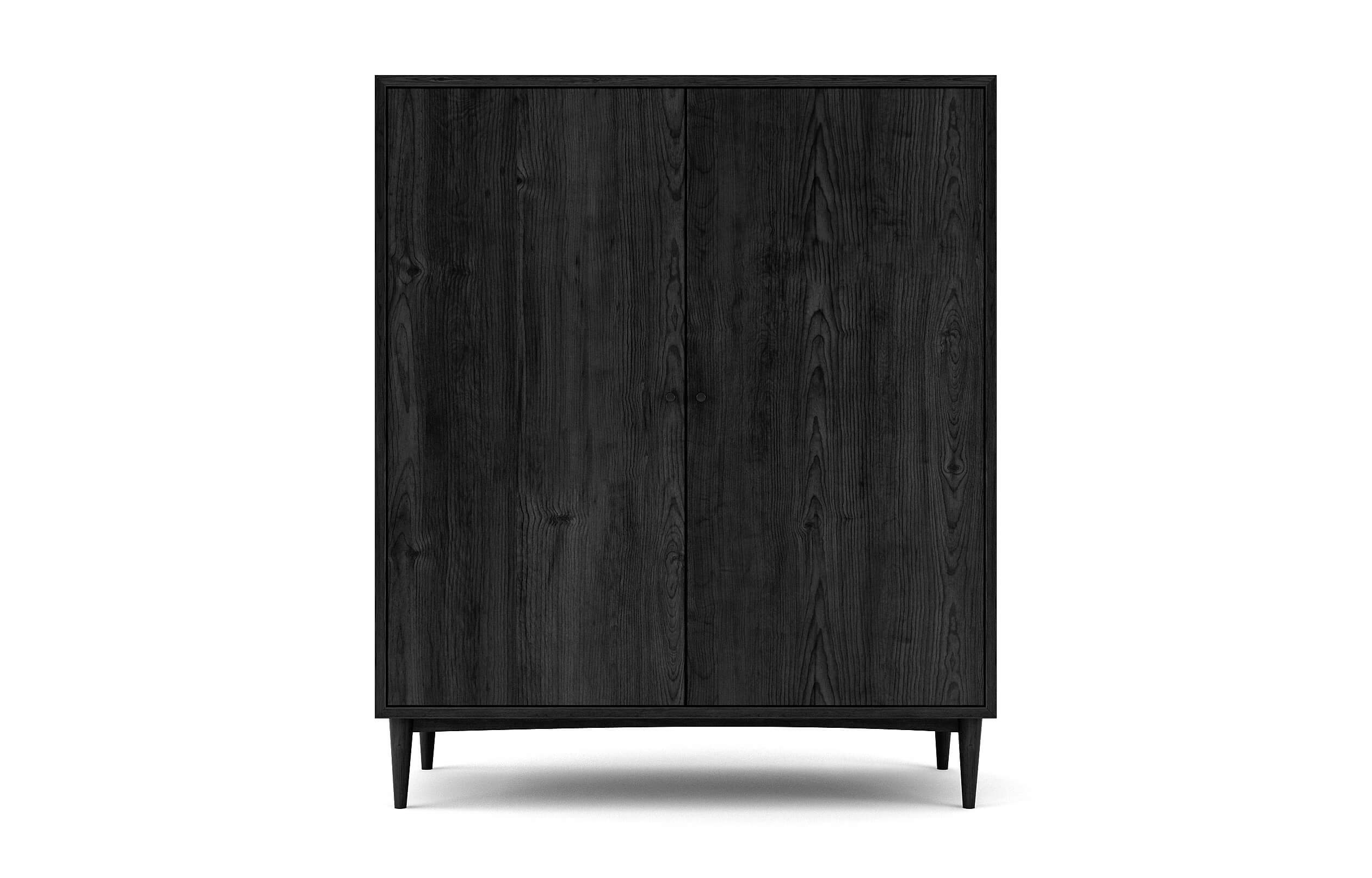 Atten Armoire shown in Black Oak with Black Knobs