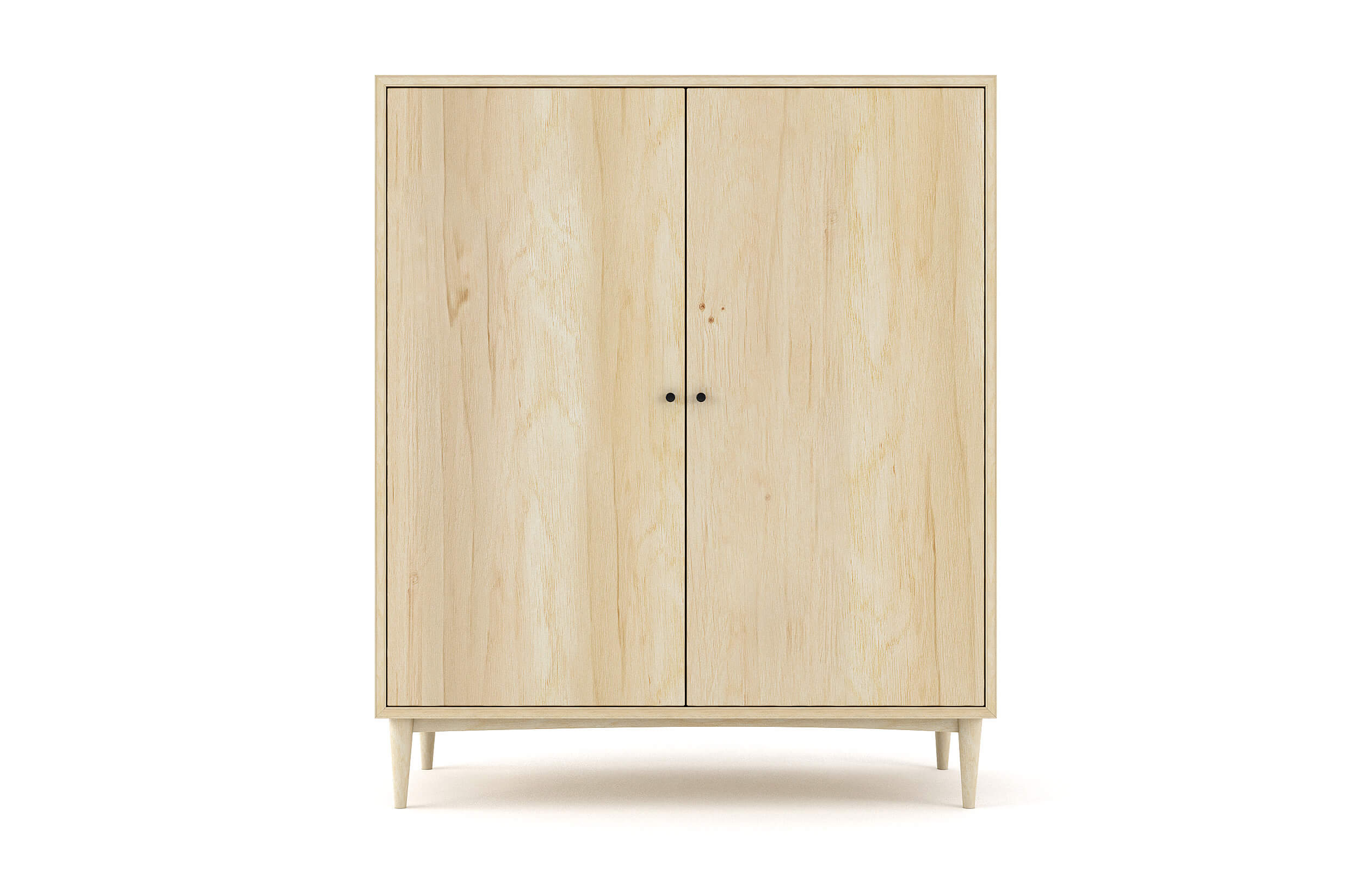 Atten Armoire shown in Maple with Black Knobs