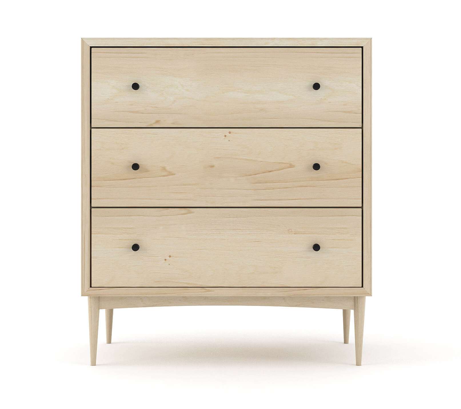 Shown in Maple with black knobs