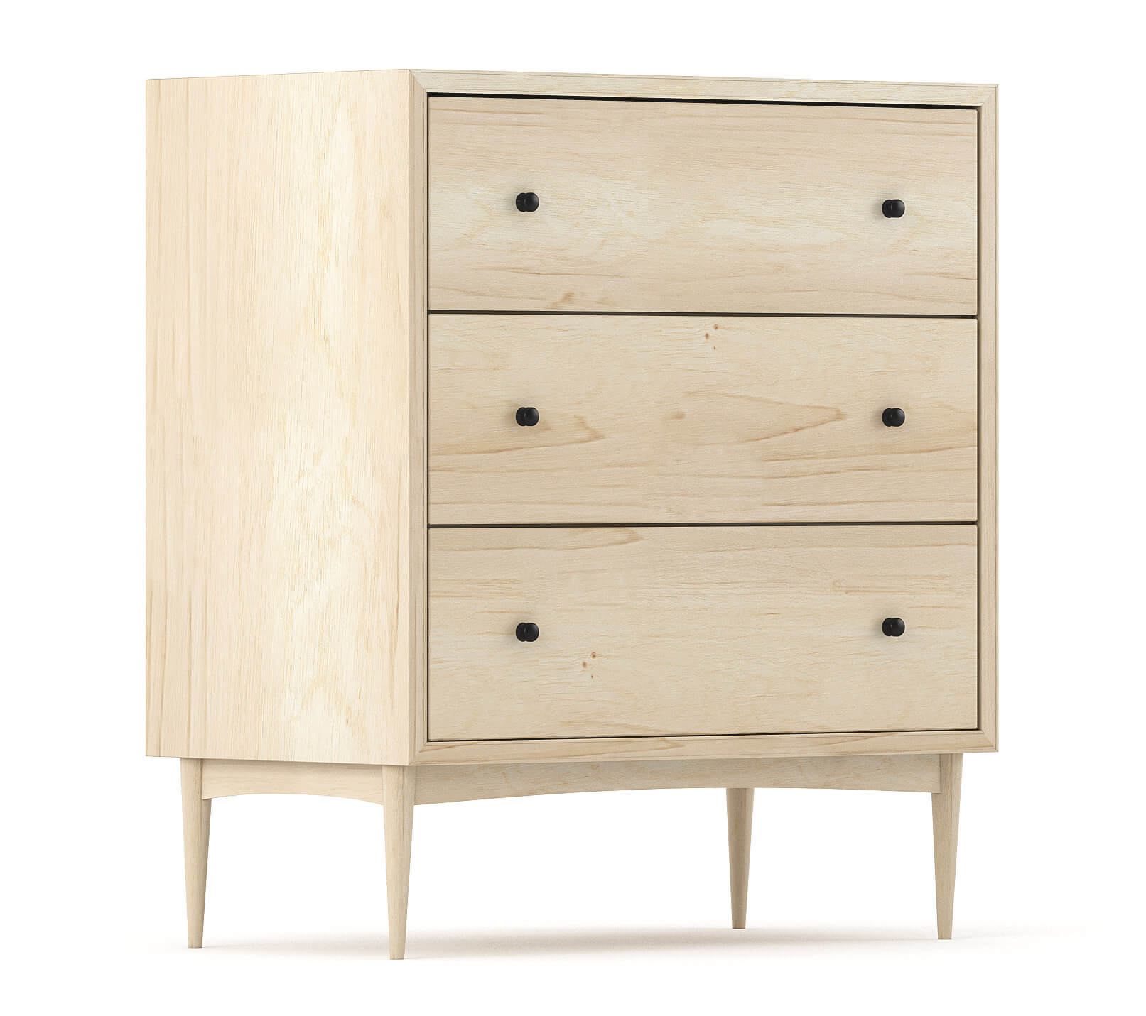 Shown in Maple with black knobs