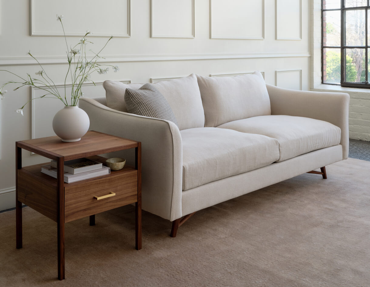 IRL: Gio Sofa in Stonecrop Natural fabric