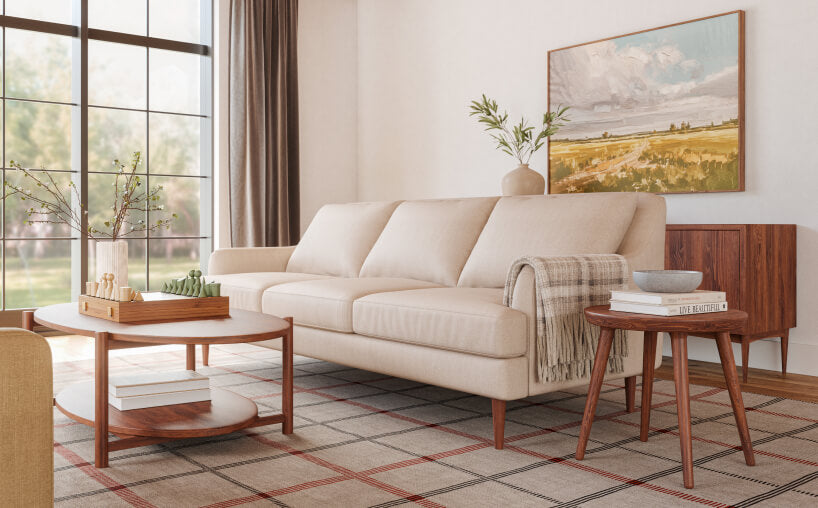 Kaydan sofa in cream colored fabric