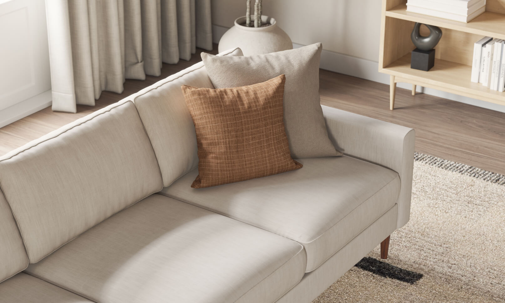 IRL: Lala Sectional in Meadow Natural fabric