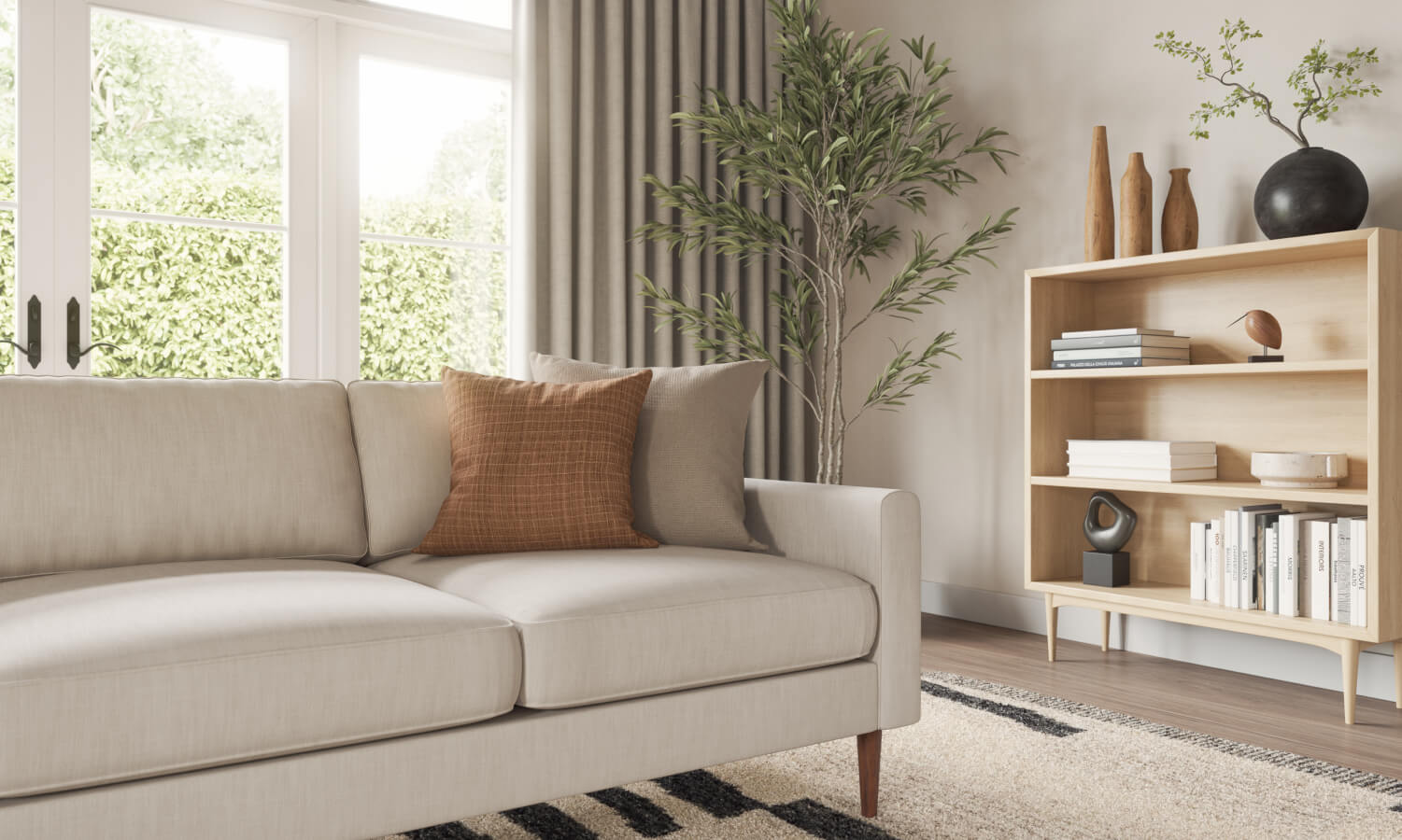IRL: Lala Sectional in Meadow Natural fabric