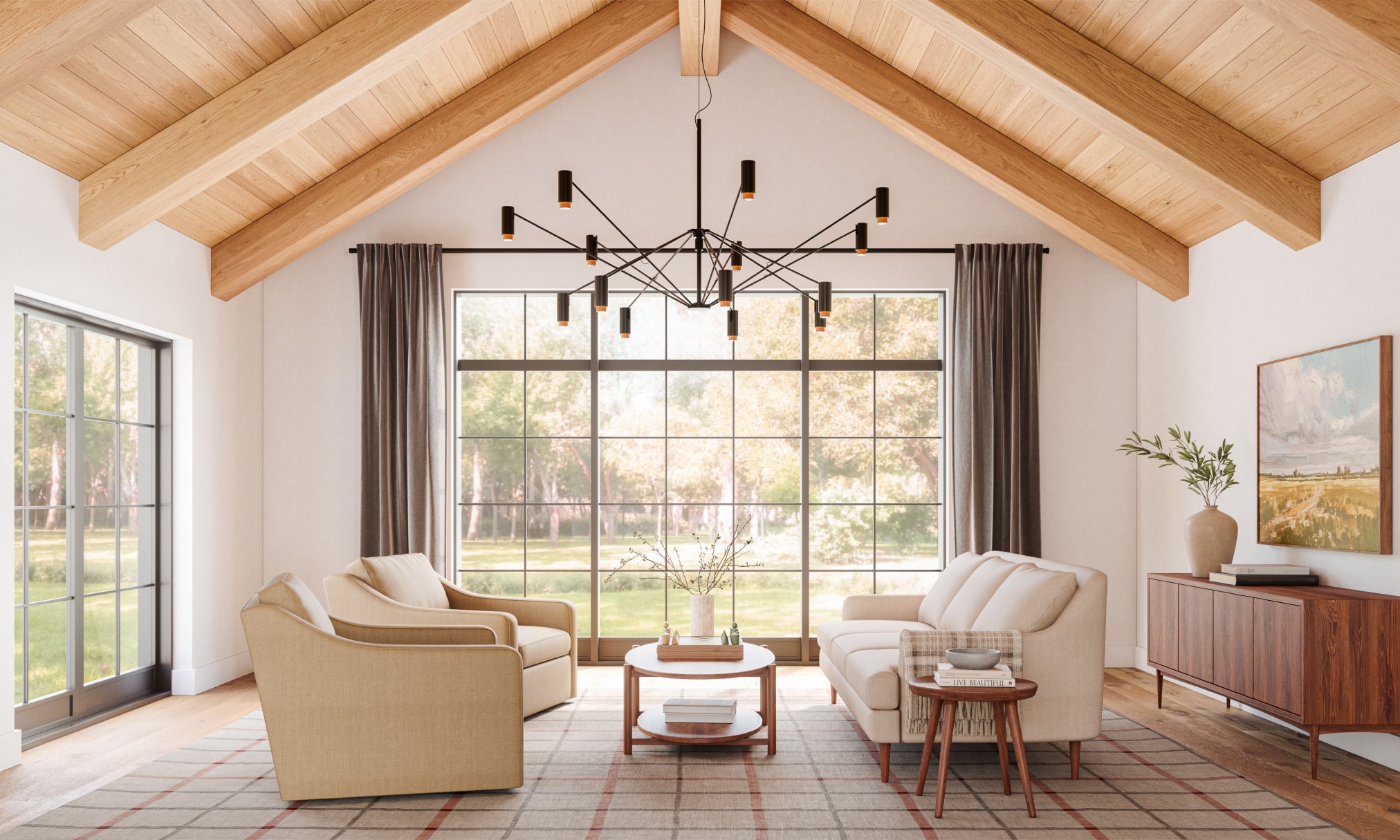 IRL: Meera Chairs in sunny, grand living room with Kaydan Sofa