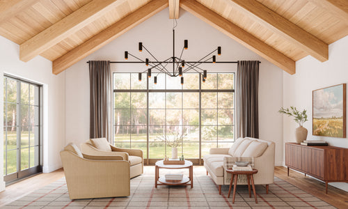 IRL: Meera Chairs in sunny, grand living room with Kaydan Sofa