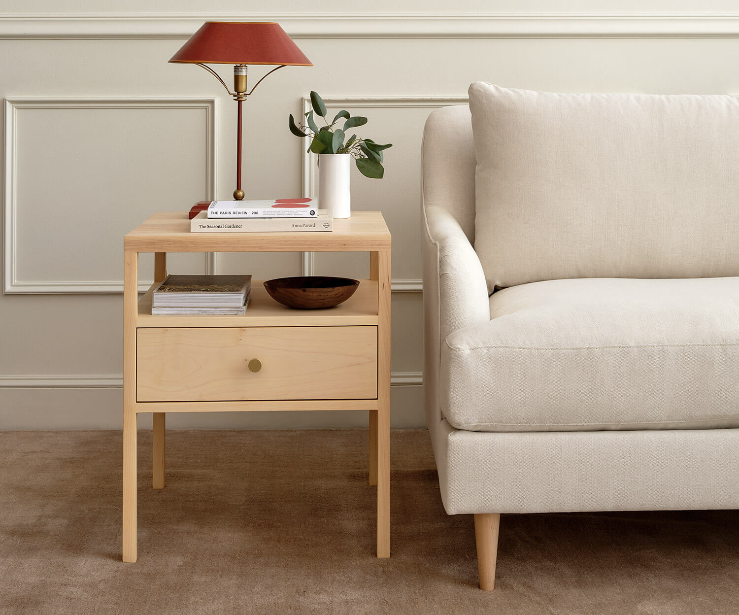 IRL: Shown in maple with the Kaydan Sofa