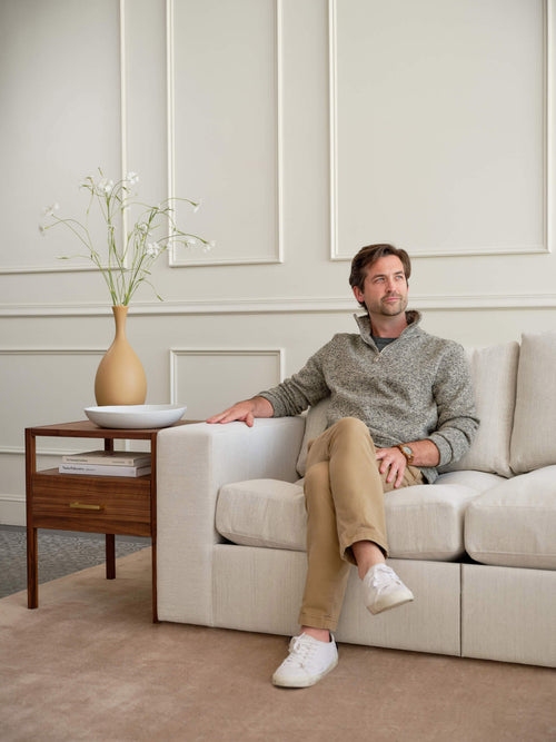 IRL: Rio Grand Corner Sectional in Elder Snow fabric