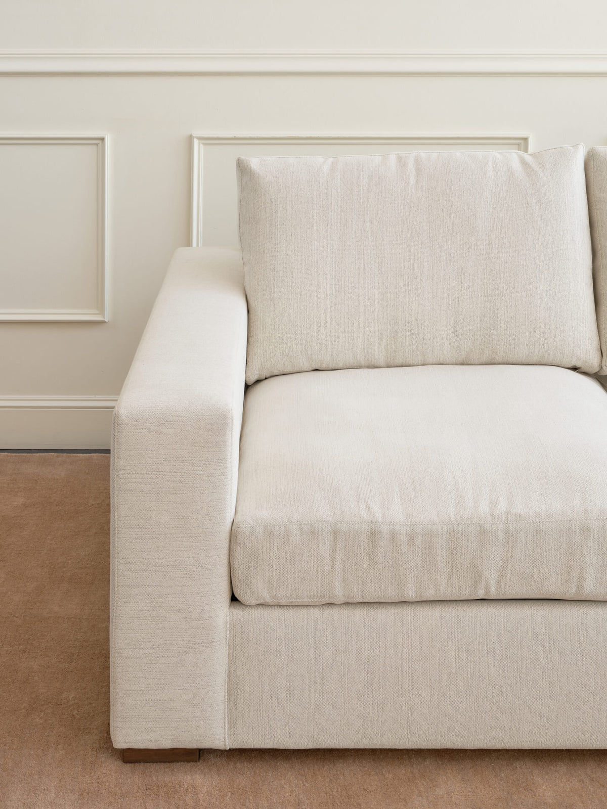 IRL: Rio Grand Chaise Sectional in Elder Snow fabric