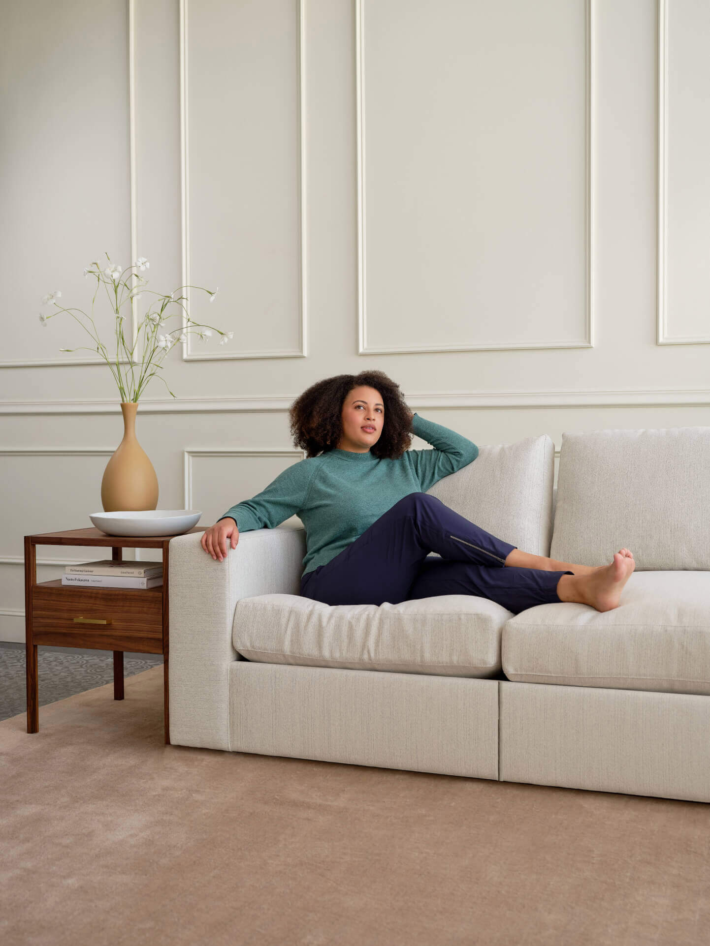 IRL: Rio Grand Corner Sectional in Elder Snow fabric