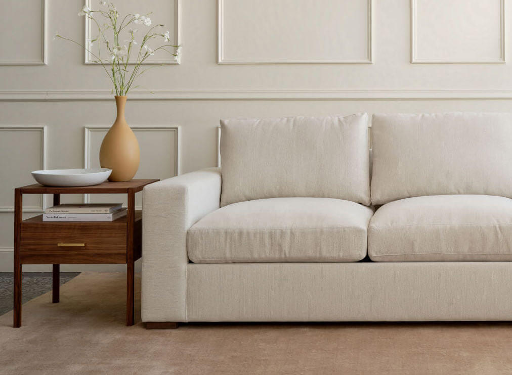 Rio Plush Chaise Sectional in Elder Snow fabric