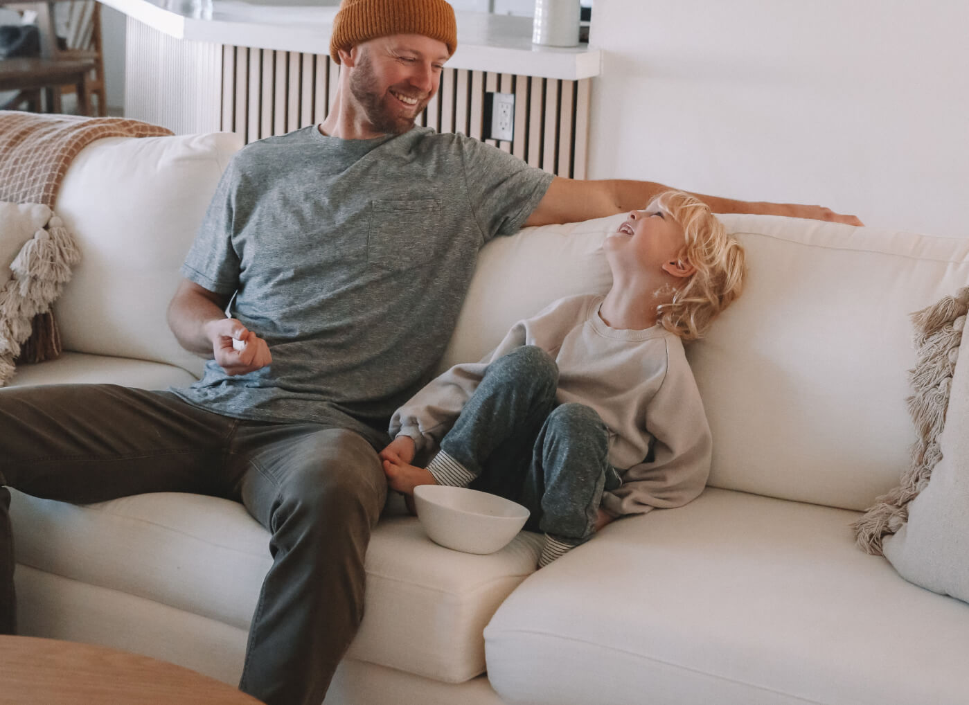 Father and son on Rio Sofa