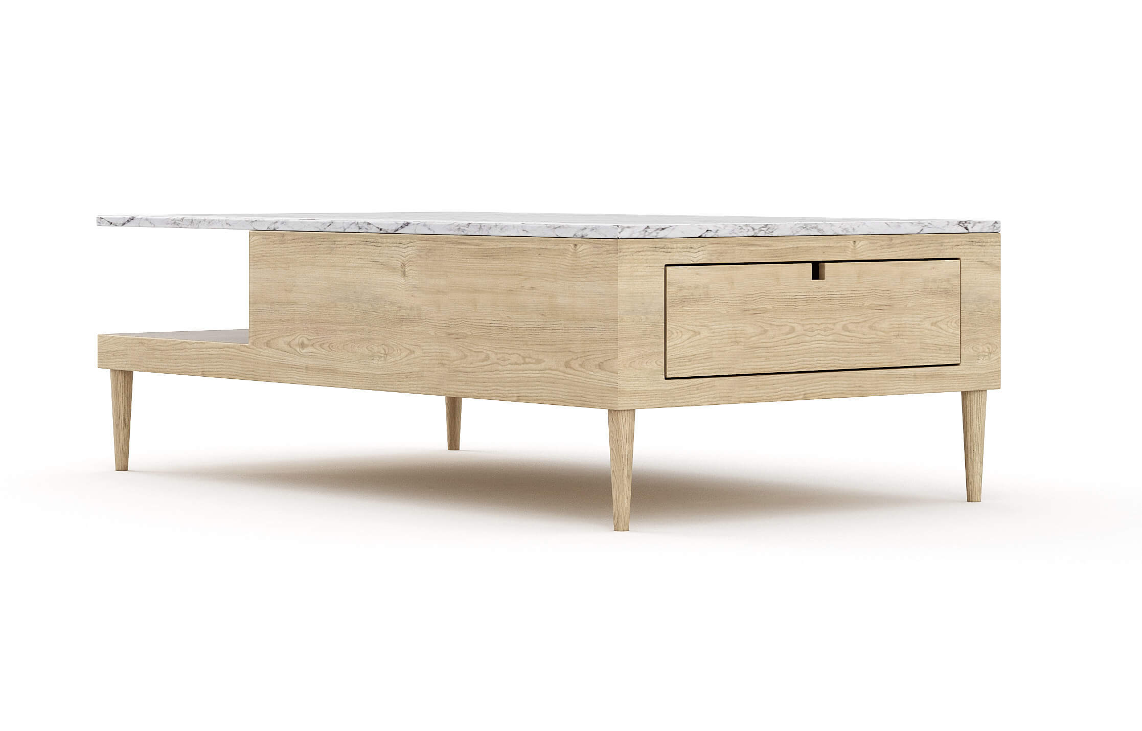 Shown in White Oak with a drawer