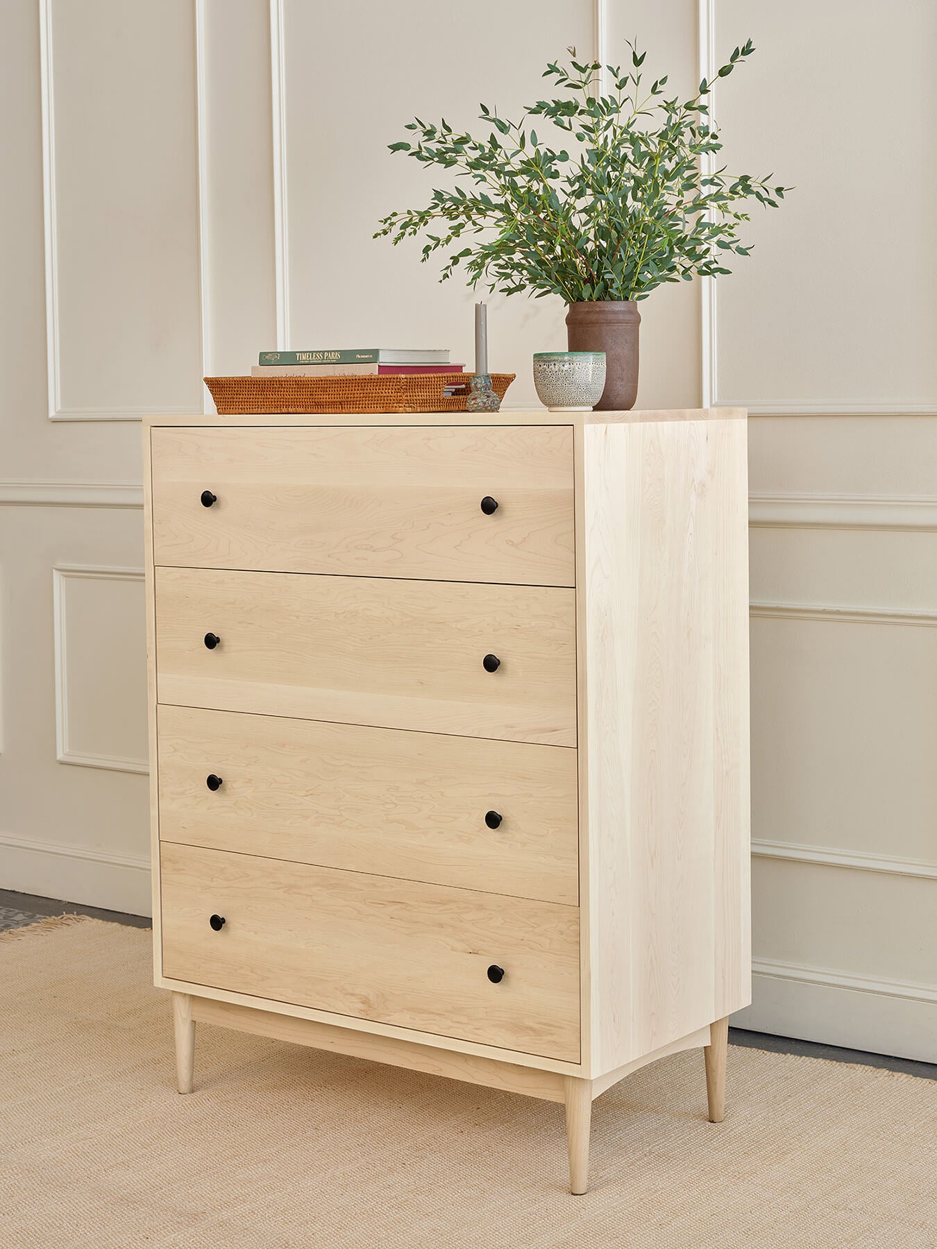 IRL: Atten 4-Door Tall Dresser in maple wood