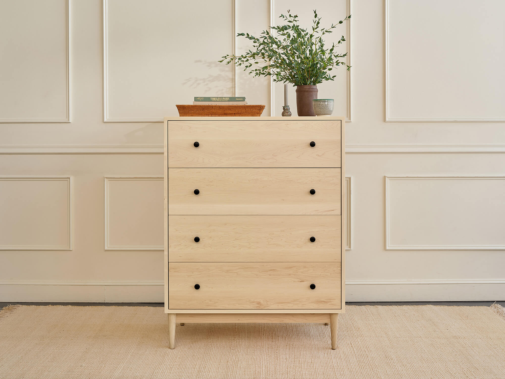 IRL: Atten 4-Door Tall Dresser in maple wood