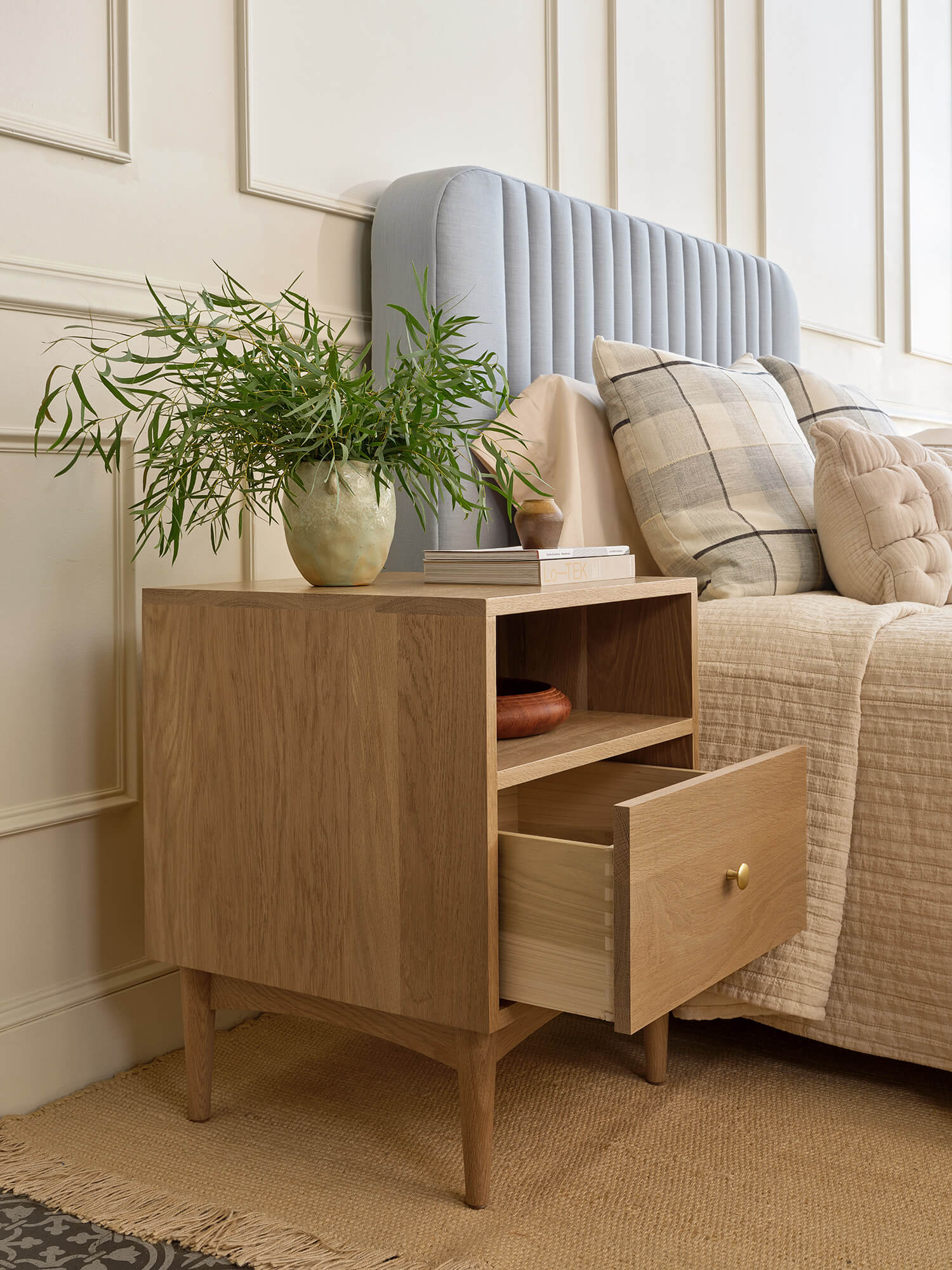 IRL: Atten Nightstand shown in white oak