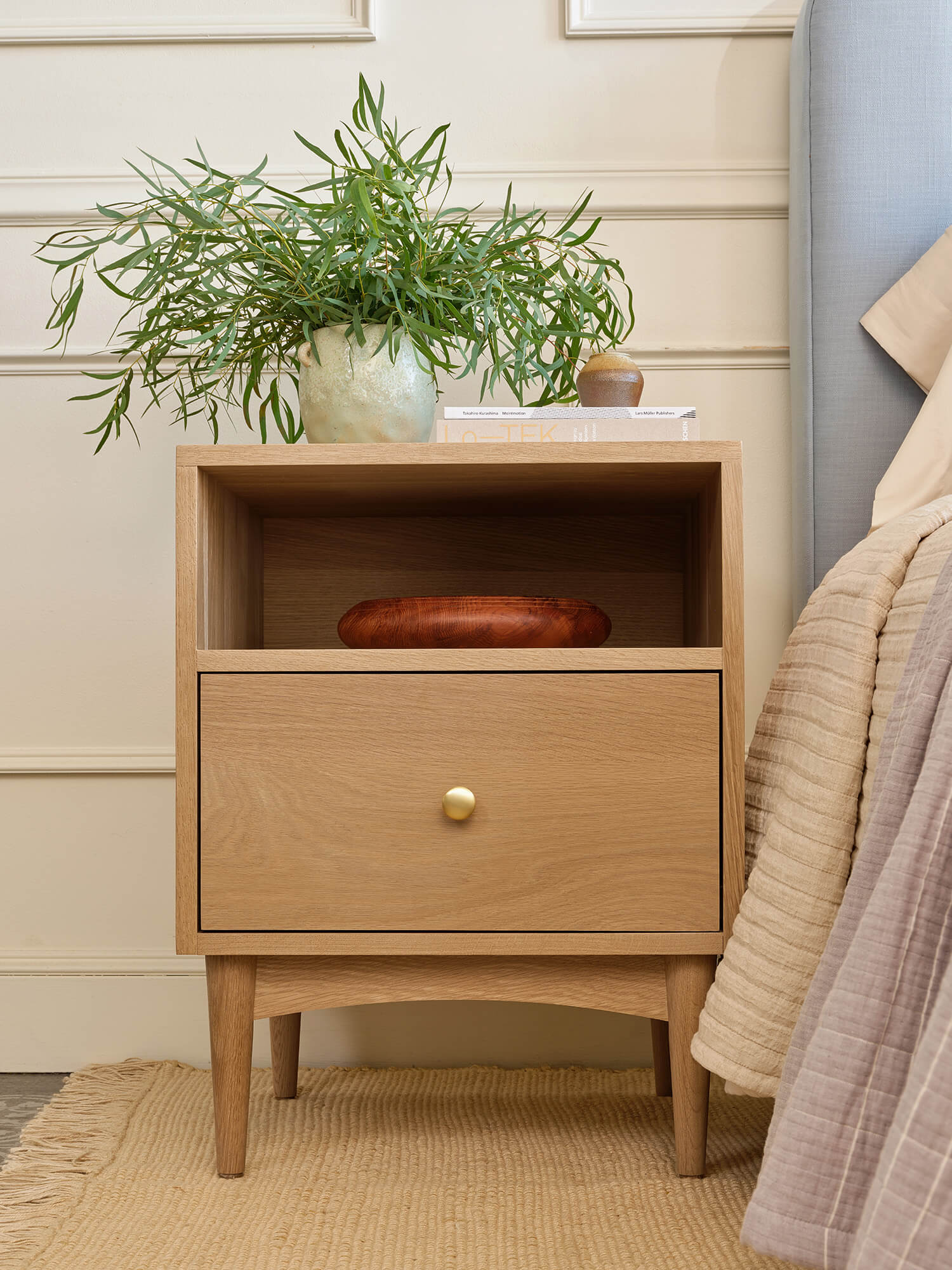 IRL: Atten Nightstand shown in white oak