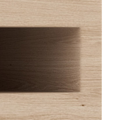 Open shelf storage on the Axal Accent Table collection
