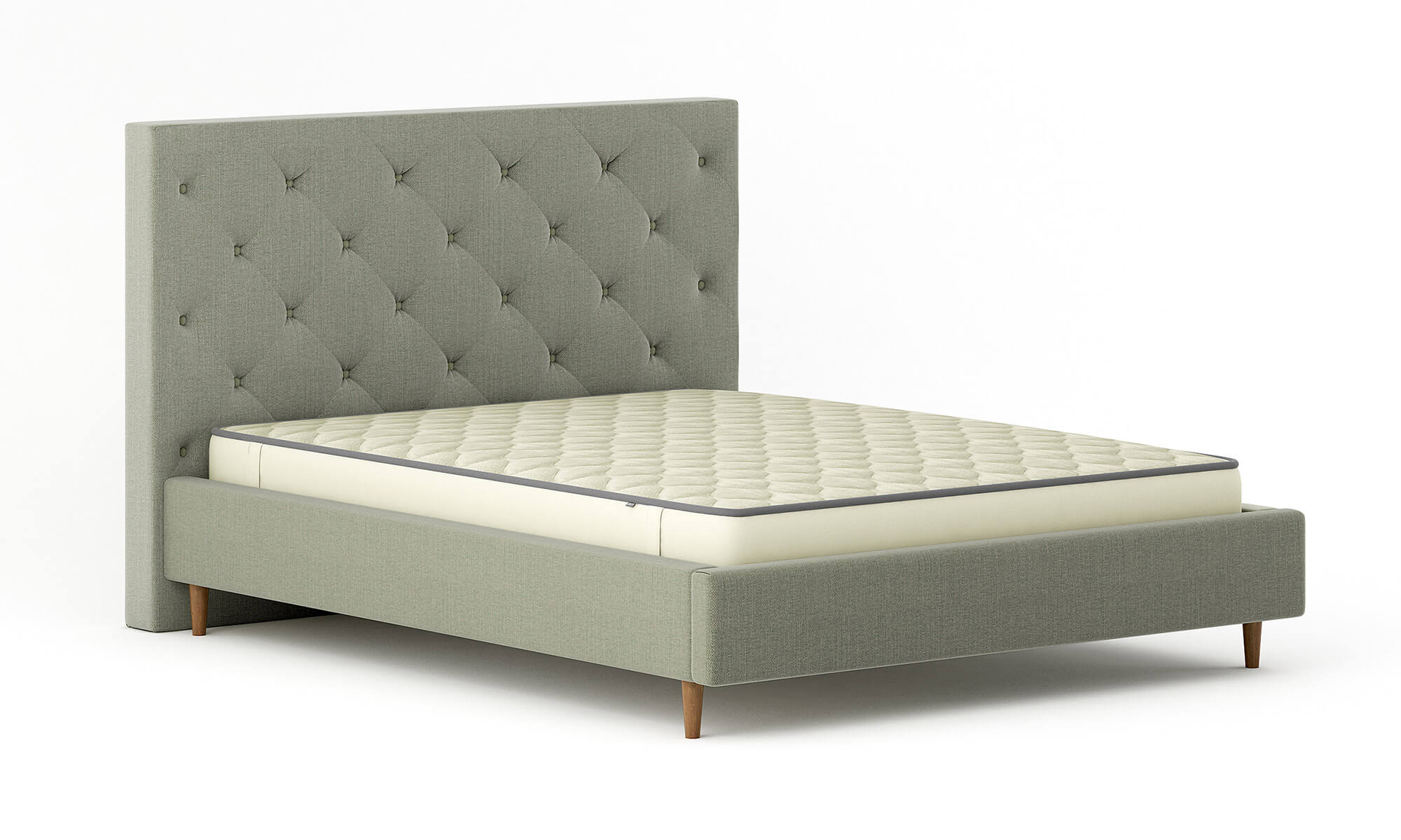 G: Shown in Juneberry Caribou fabric with our Medley Latex Mattress