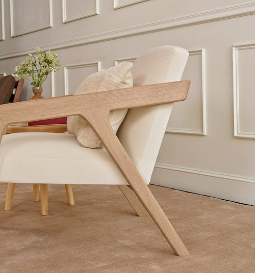 IRL: Burr Accent Chair in White Oak and Aster Velvet