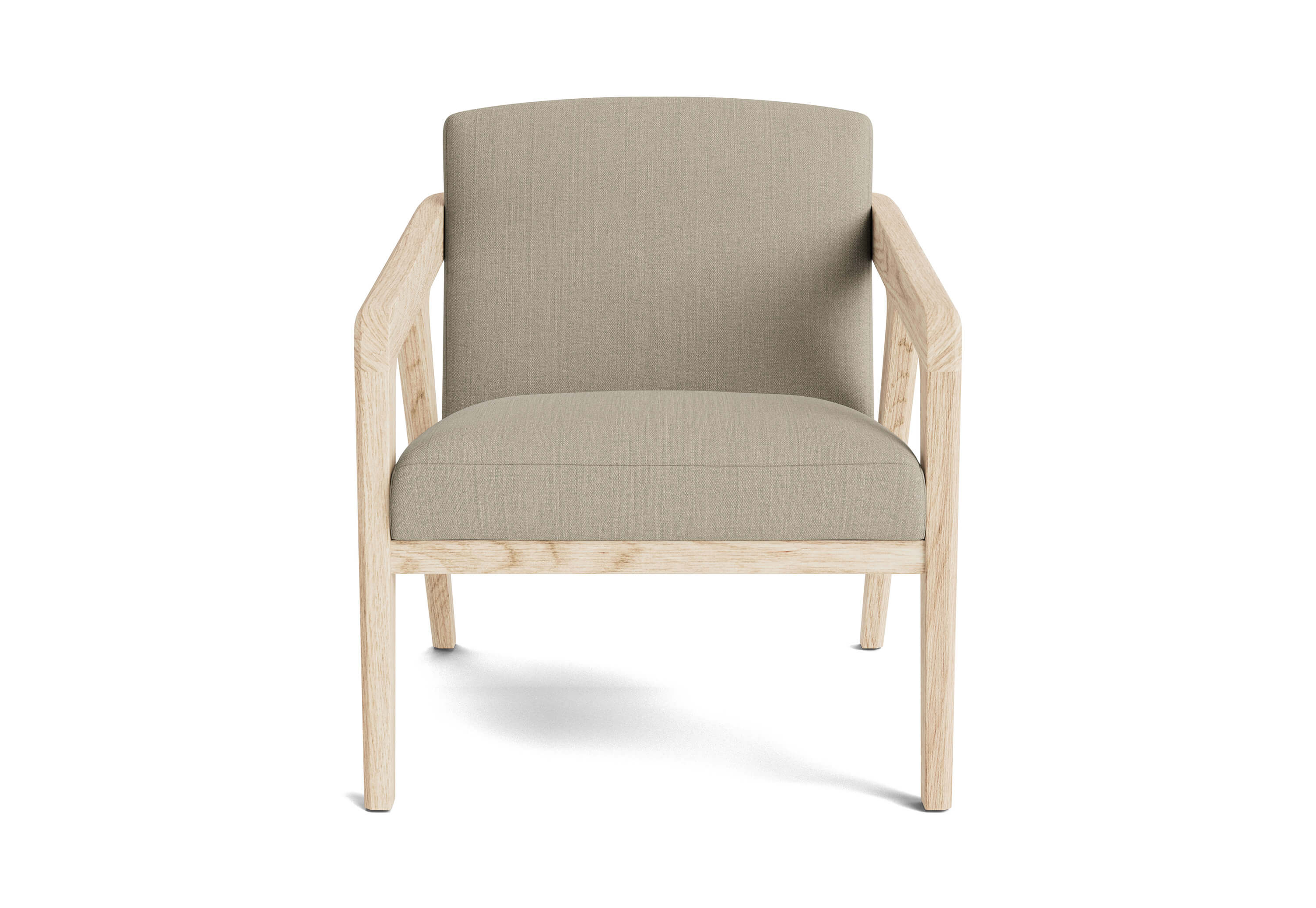 G: Burr Accent Chair in White Oak and Juneberry Pebble fabric