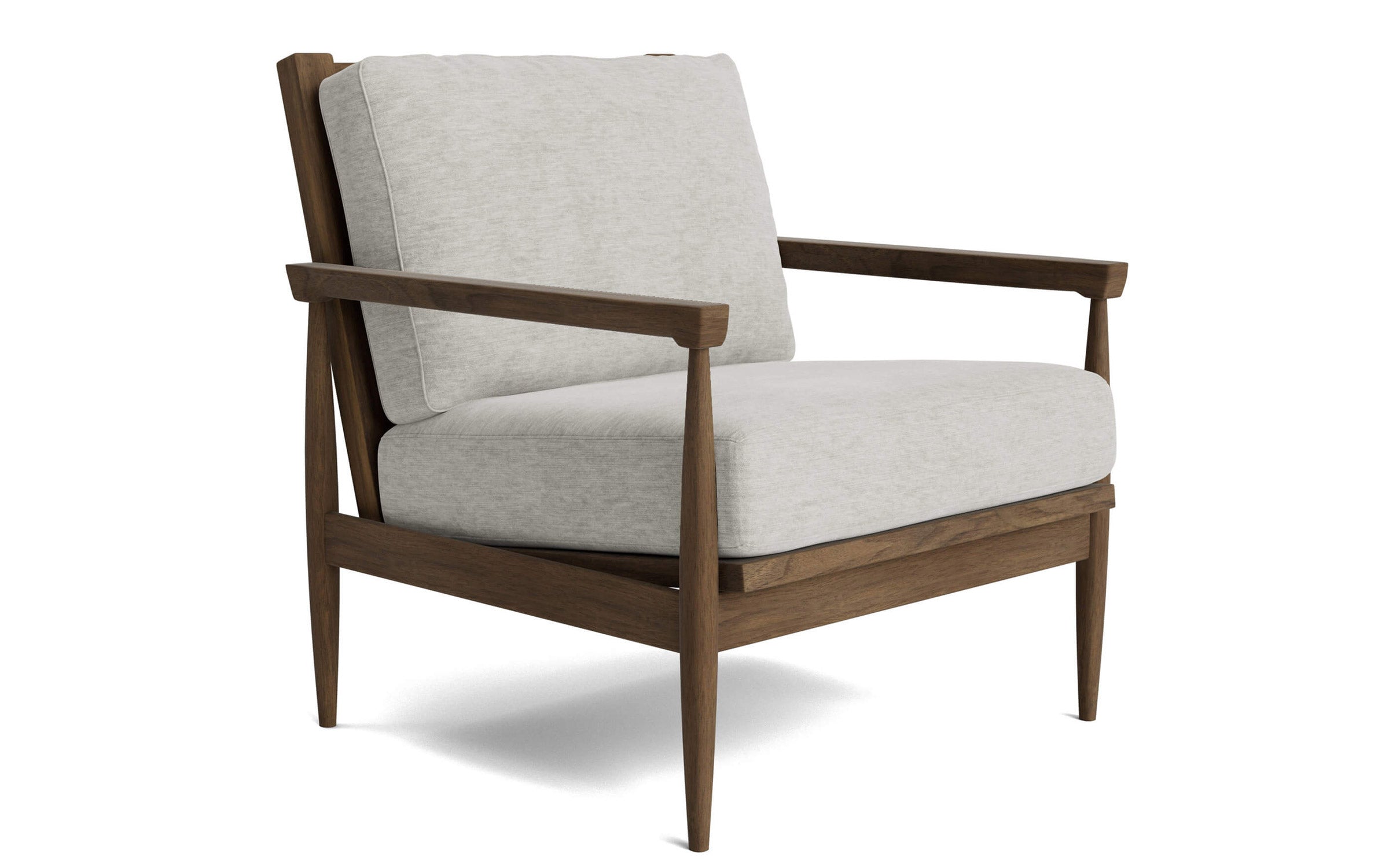 G: Shown in Willow Chenille Hemp fabric and walnut base