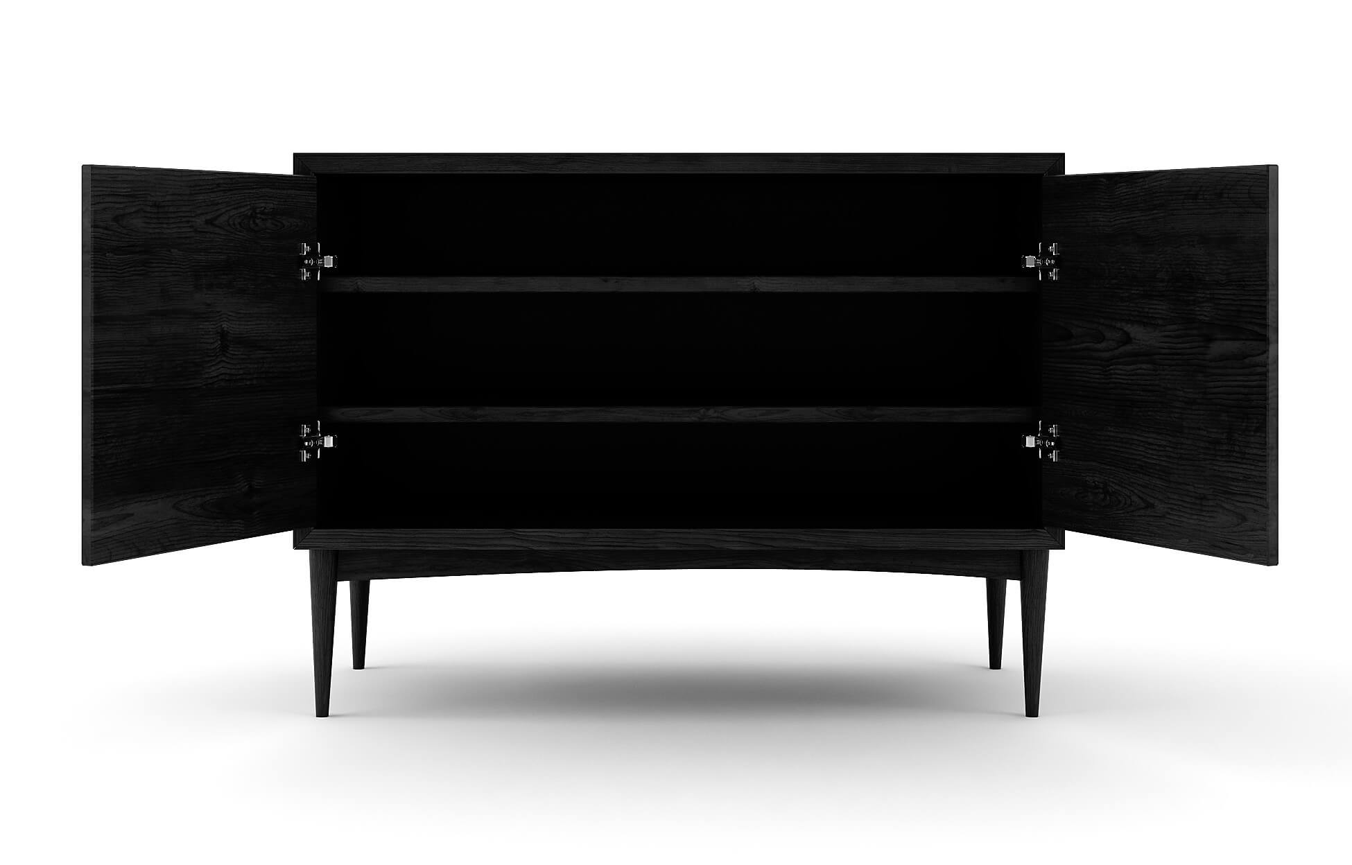 Emilia 2-Door Credenza in Black Oak with 2 Shelves