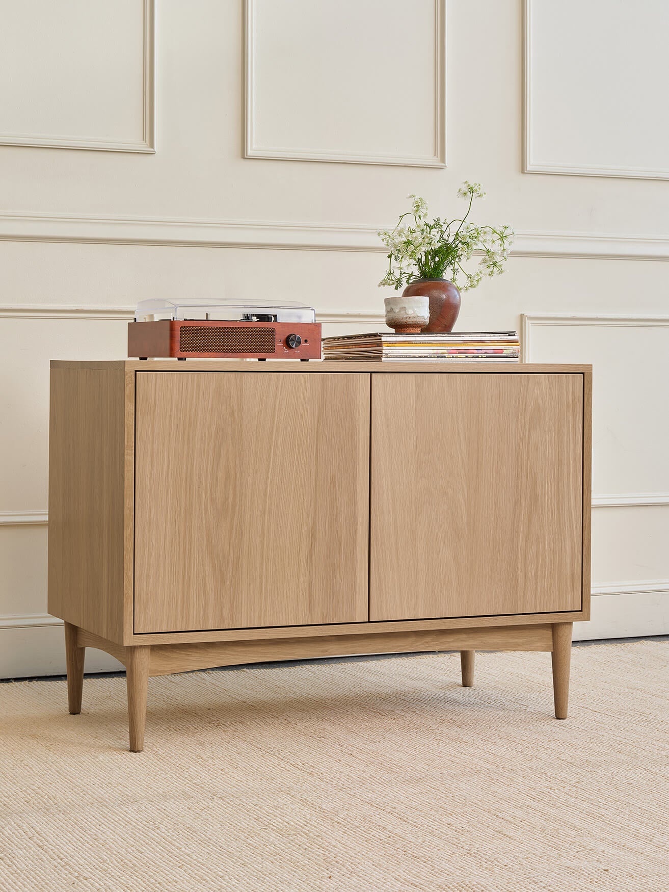 IRL: Emilia 2-Door Cabinet in white oak wood