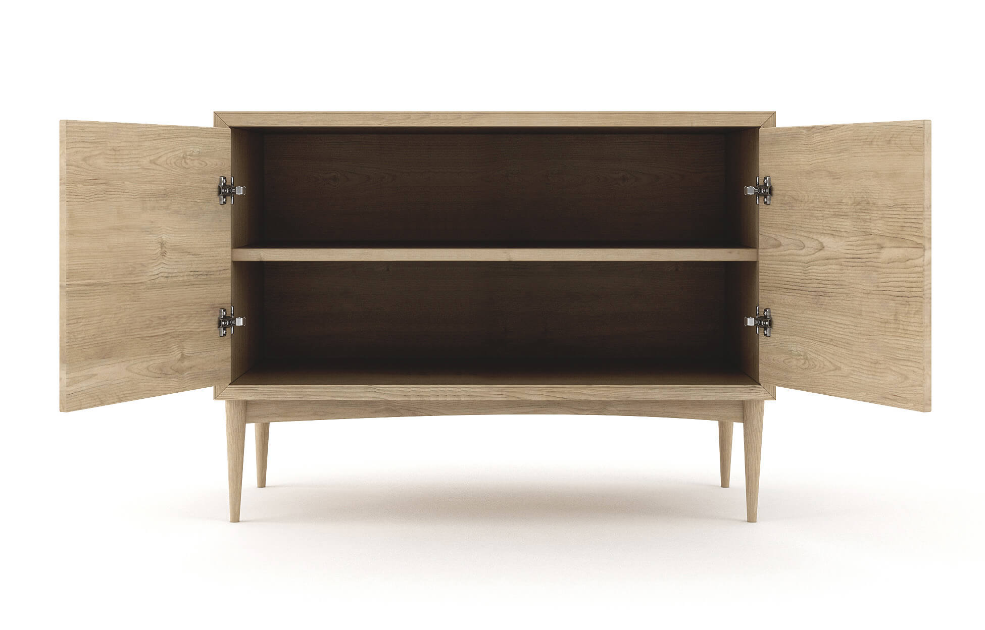 Emilia 2-Door Credenza in White Oak with 1 Shelf