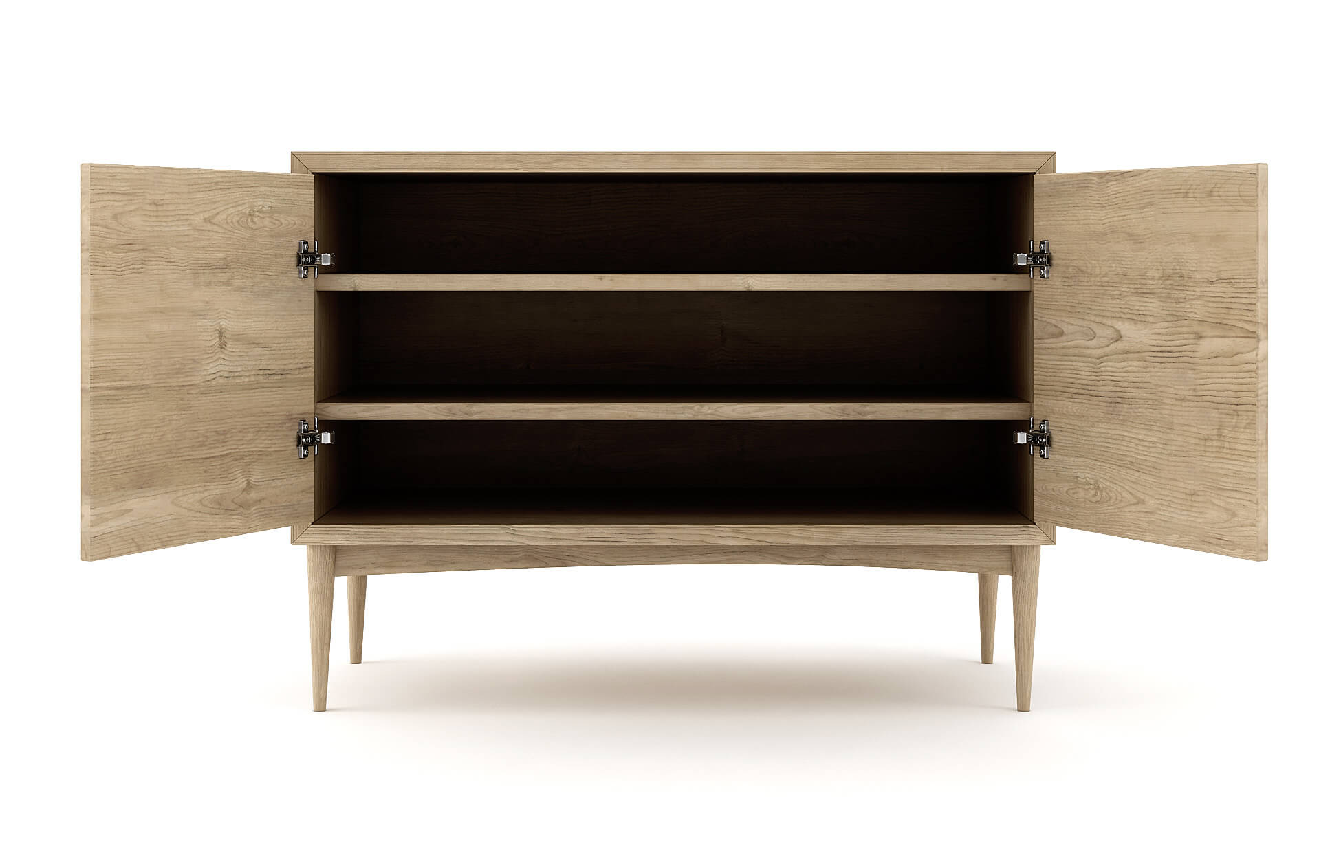 Emilia 2-Door Credenza in White Oak with 2 Shelves