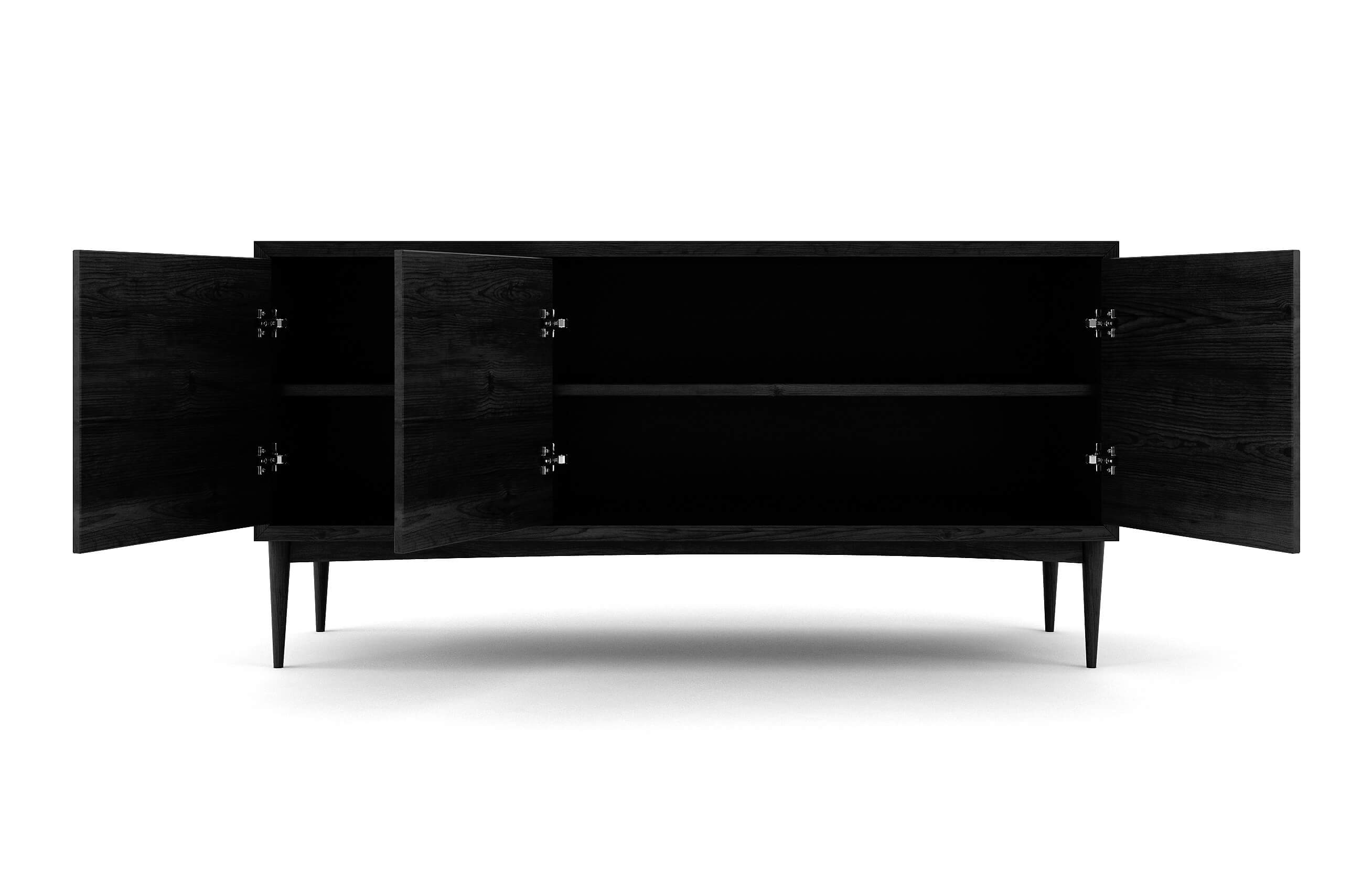 Emilia 3-Door Credenza in Black Oak with 1 Shelf