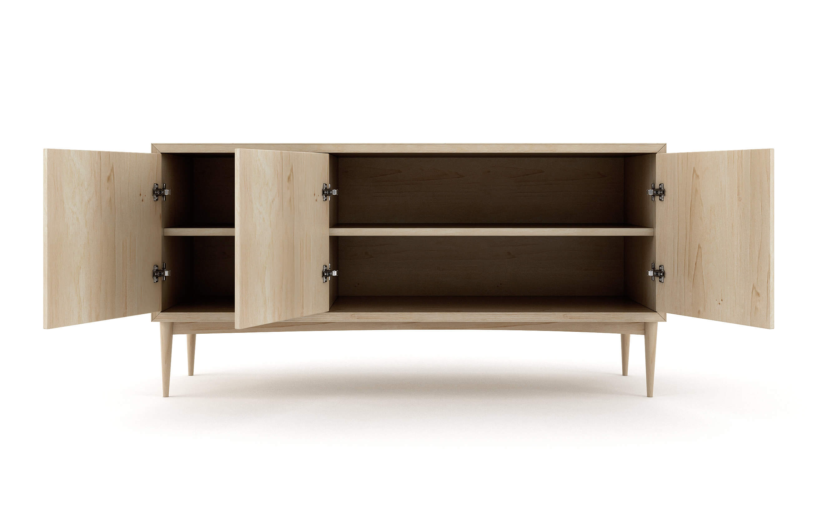 Emilia 3-Door Credenza in Maple with 1 Shelf