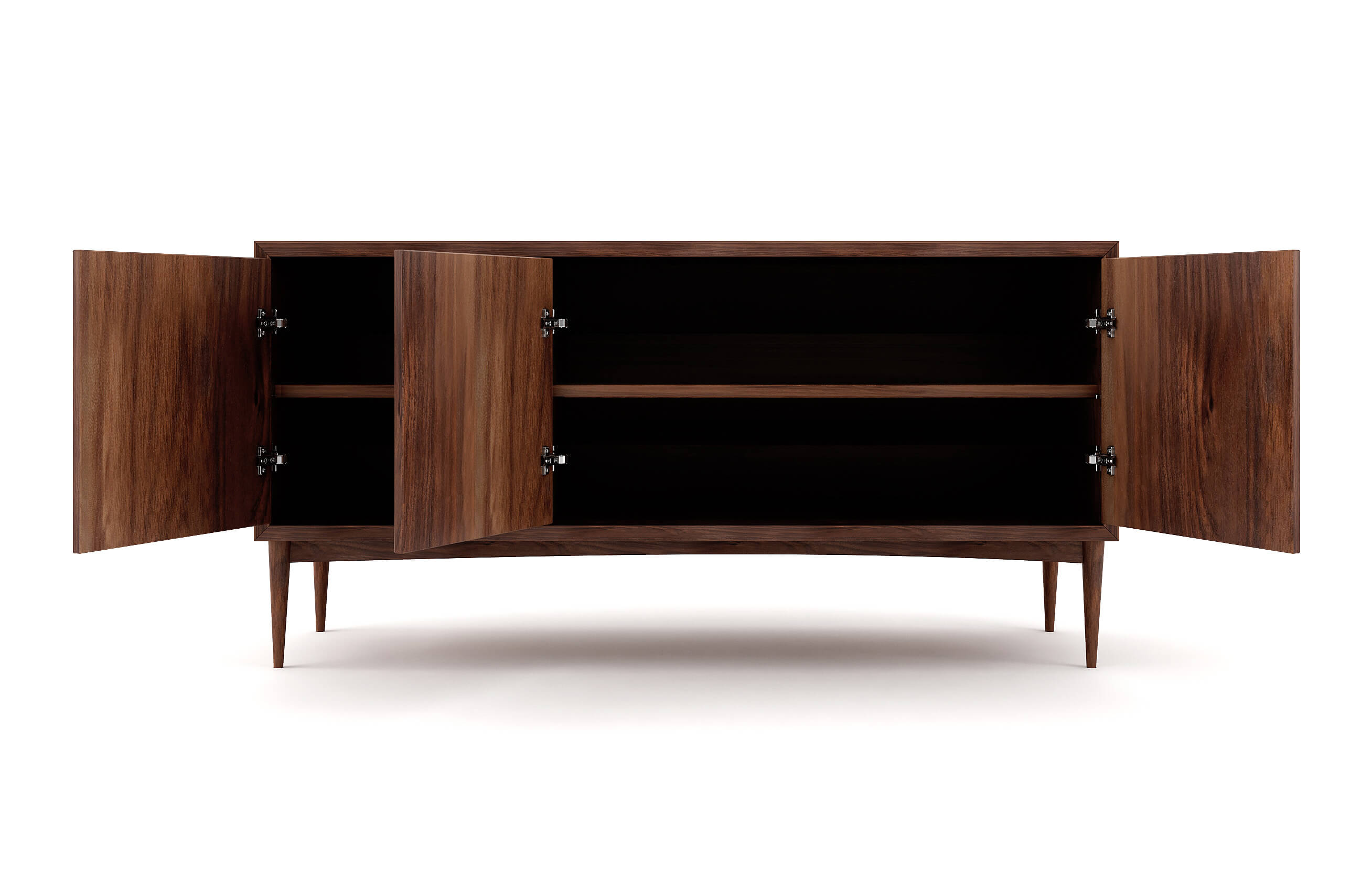 Emilia 3-Door Credenza in Walnut with 1 Shelf