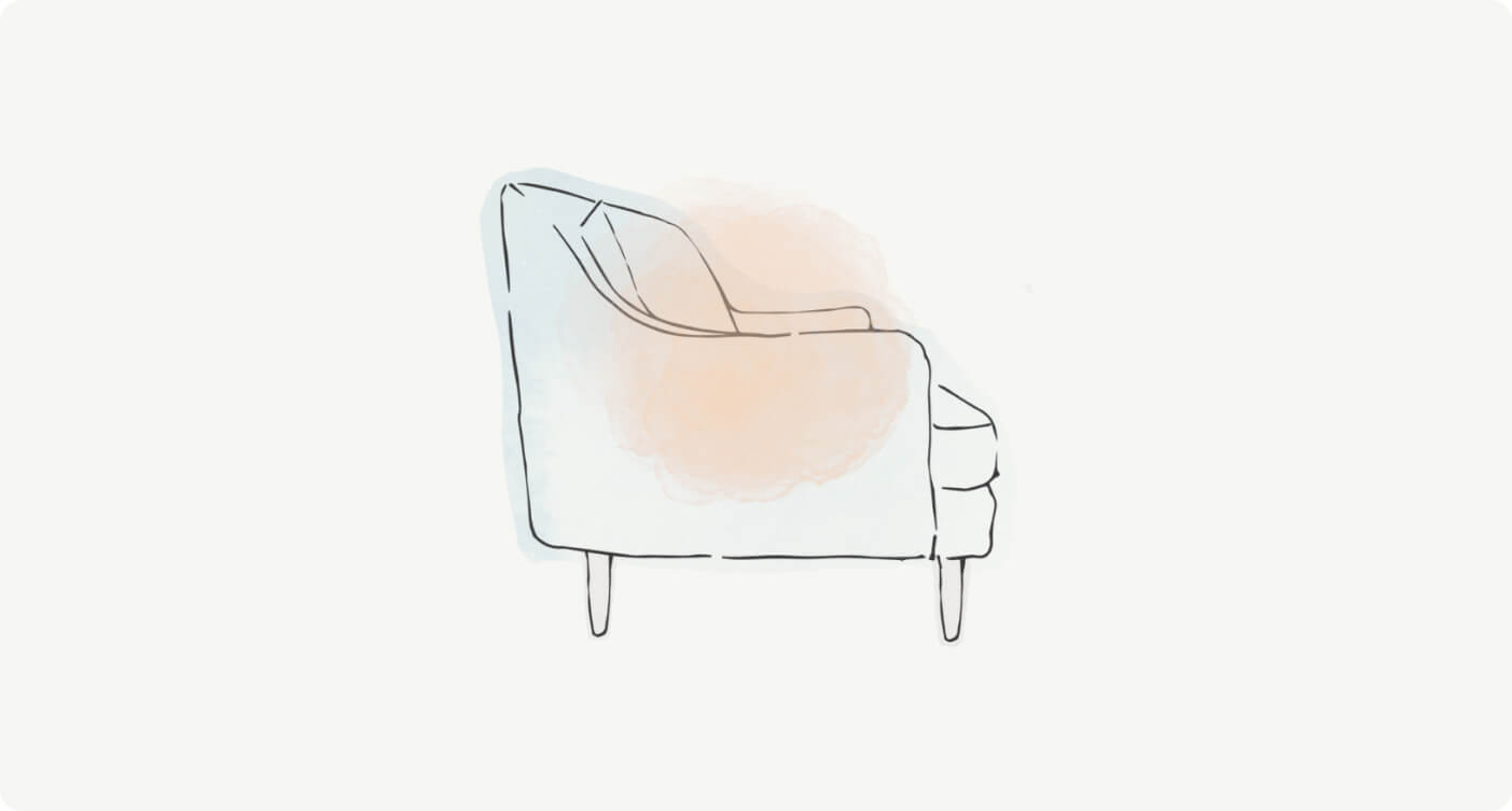 drawing of kaydan sofa emphasizing filling and feel