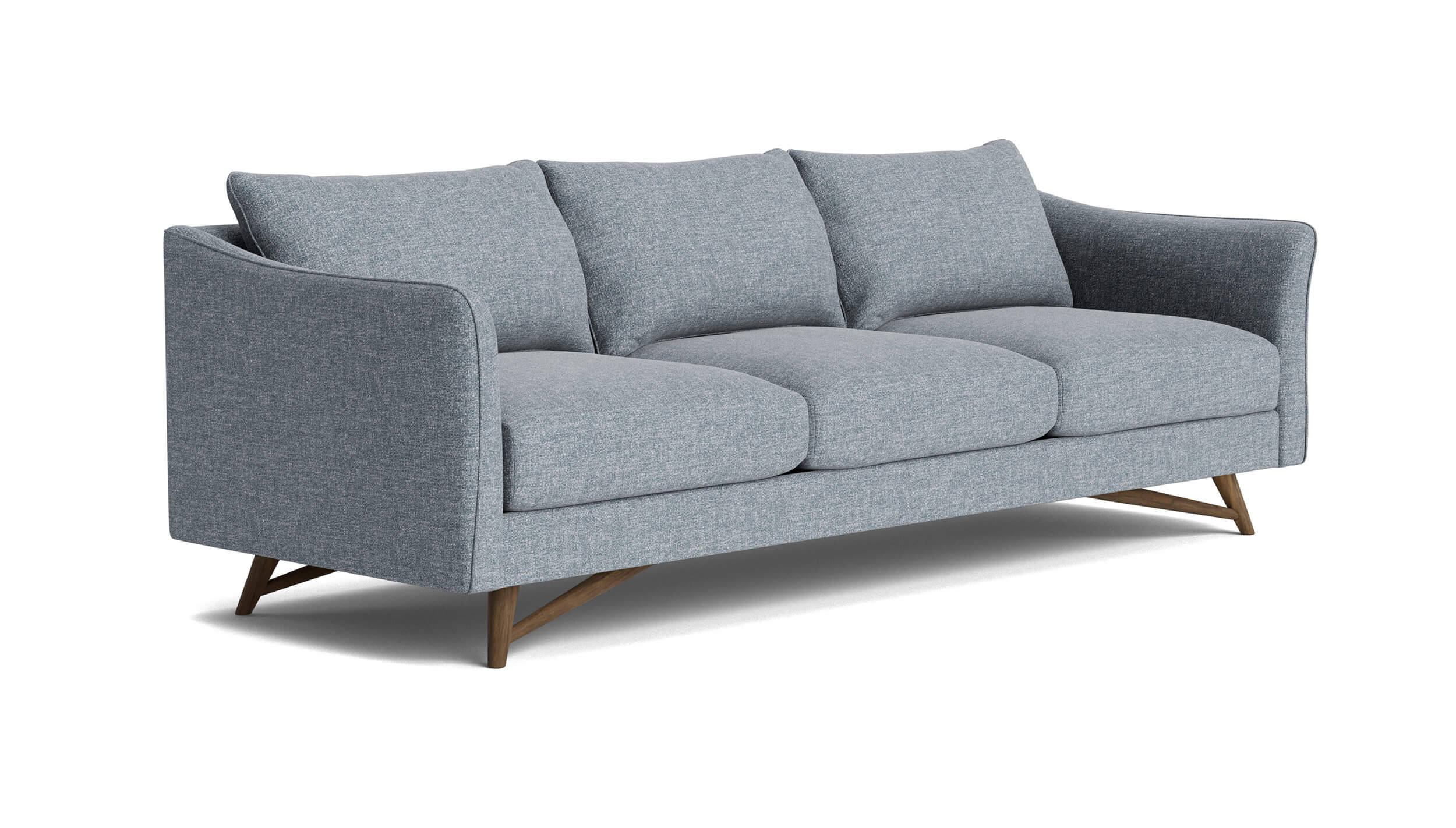 G: Gio Sofa in Riverbed Stone fabric and walnut legs.