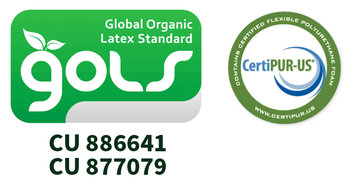 GOLS, Oeko-Tex 100, and Certi-PUR certifications