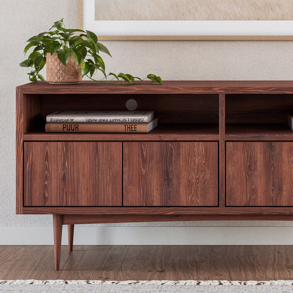 Medley Max Media Center in walnut wood.