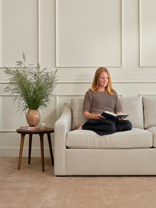 IRL: Meera Sofa in Huckleberry Chenille Sorrell fabric