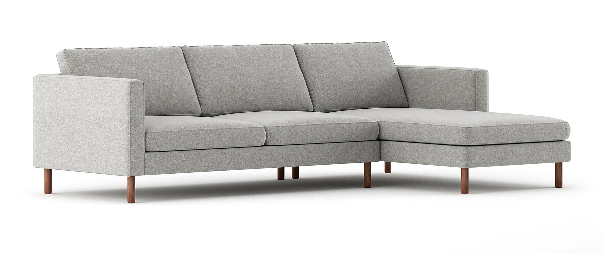 G: Shown in Melton Feather fabric and Cyl Cafe legs