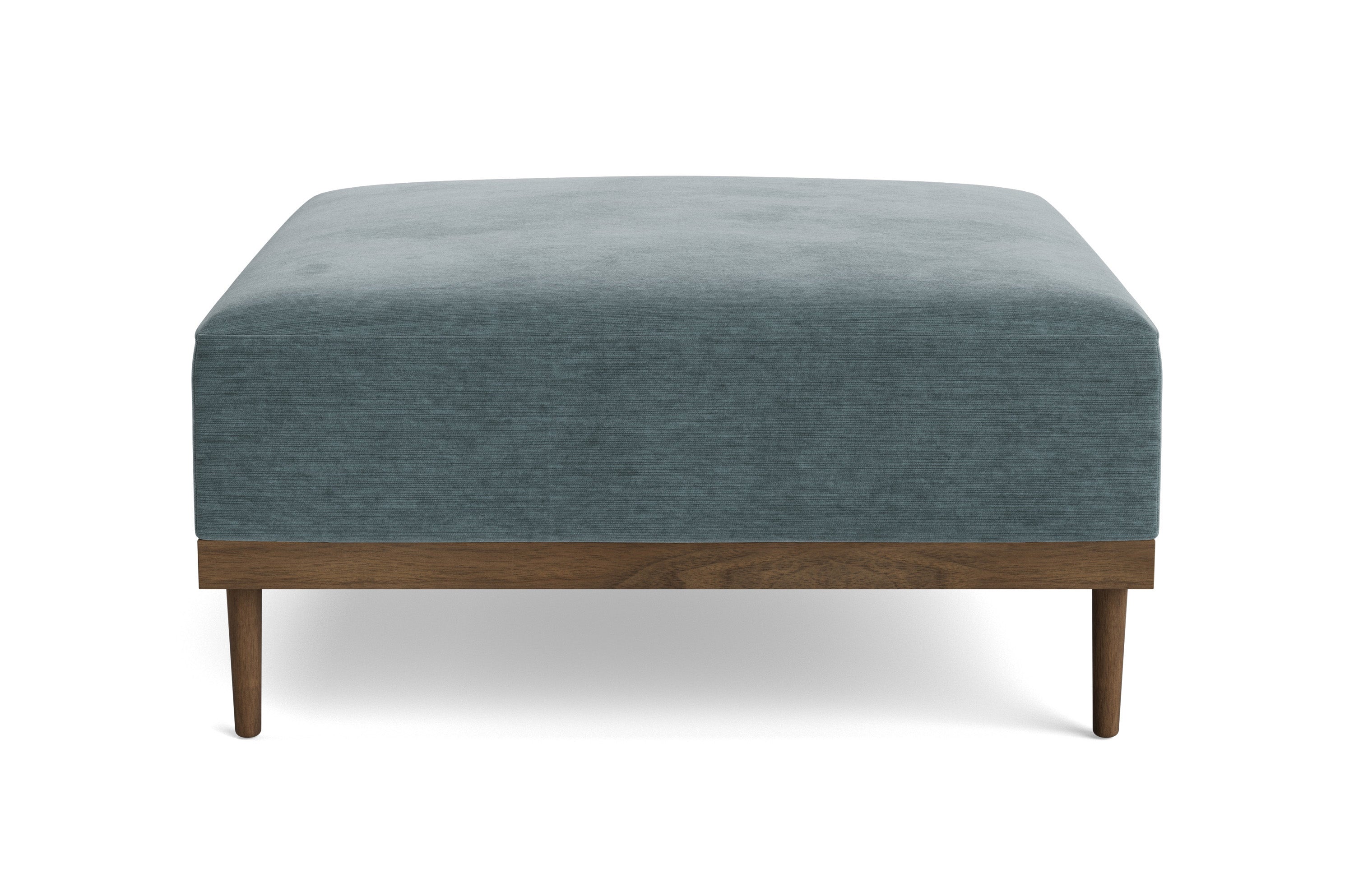 G: Noah Ottoman in walnut and Willow Chenille Slate