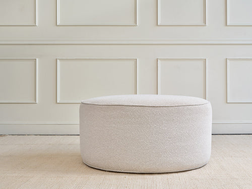IRL: Norah Ottoman in Poplar Boucle Vanilla fabric