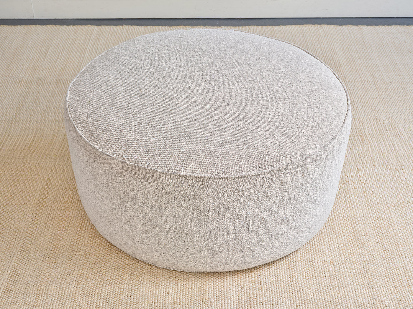 IRL: Norah Ottoman in Poplar Boucle Vanilla fabric