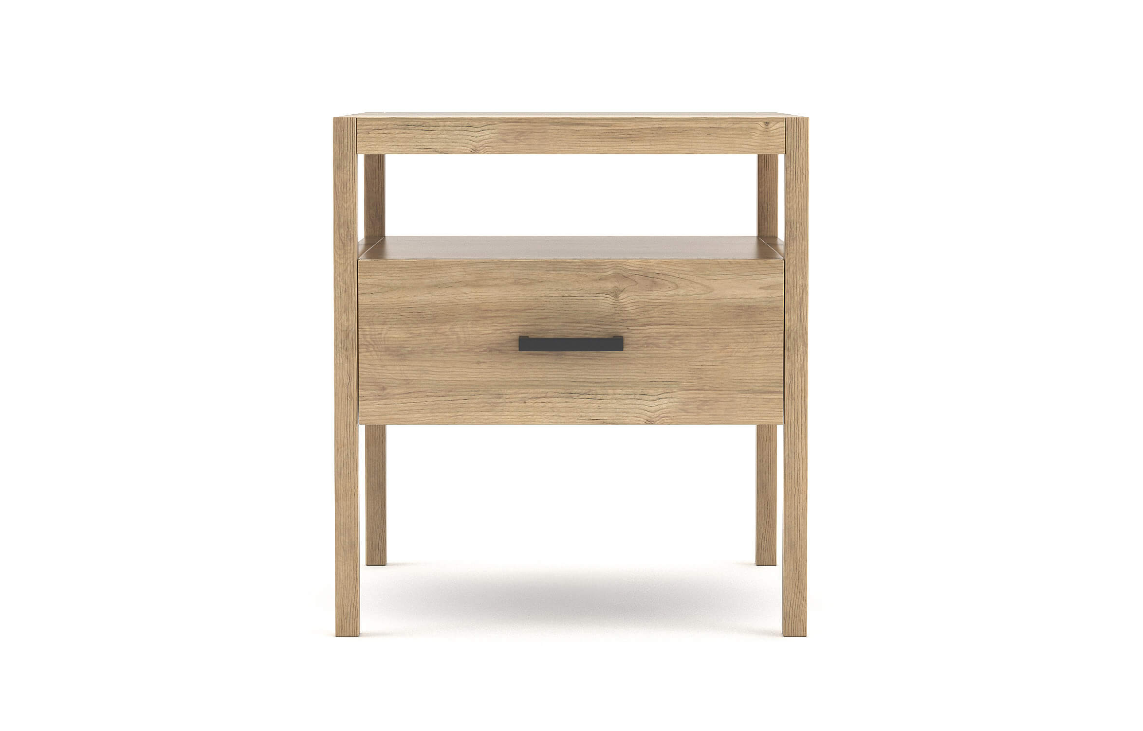 Palder Nightstand in White Oak with Black Pull
