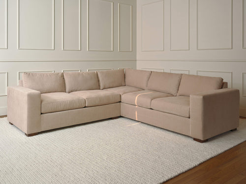 IRL: Rio Grand Corner Sectional in Juneberry Pebble fabric