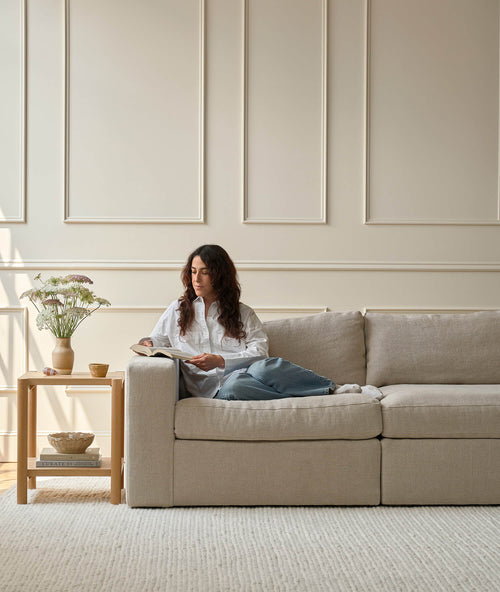 IRL: Rio Modular Sofa in Stonecrop Linen Flax fabric