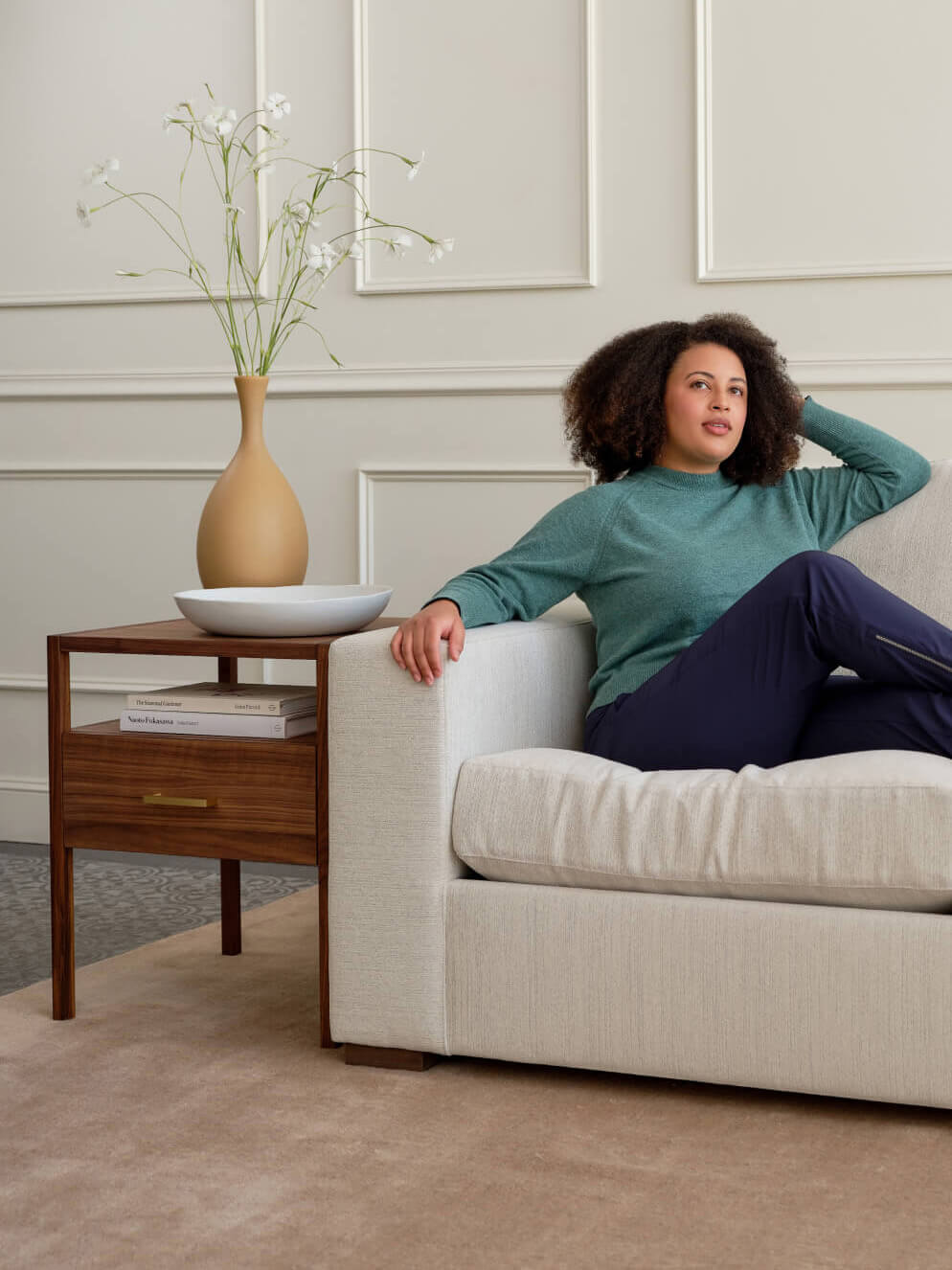 IRL: Rio Plush Chair in Juneberry Porridge fabric