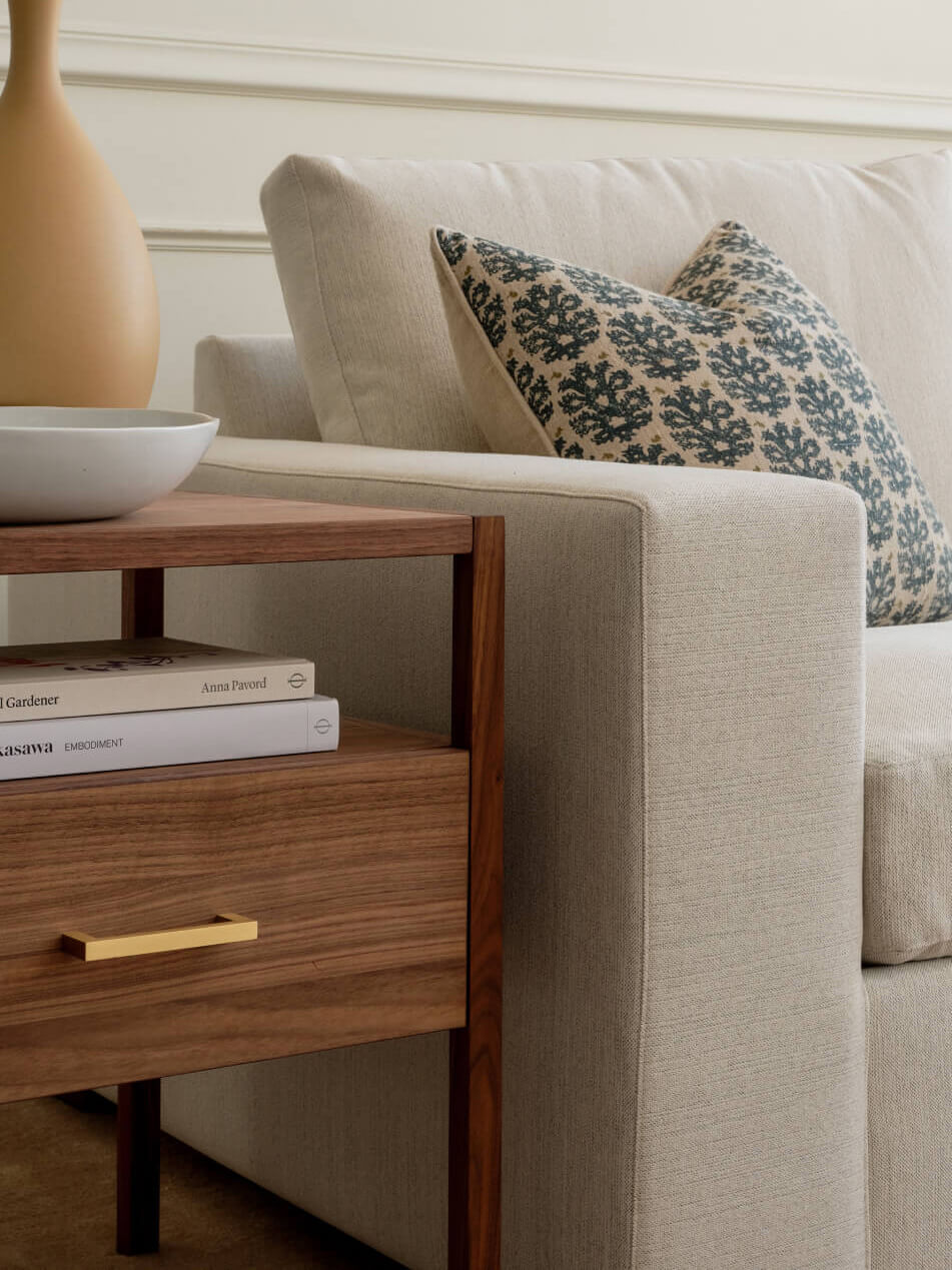 IRL: Rio Plush Chair in Juneberry Porridge fabric