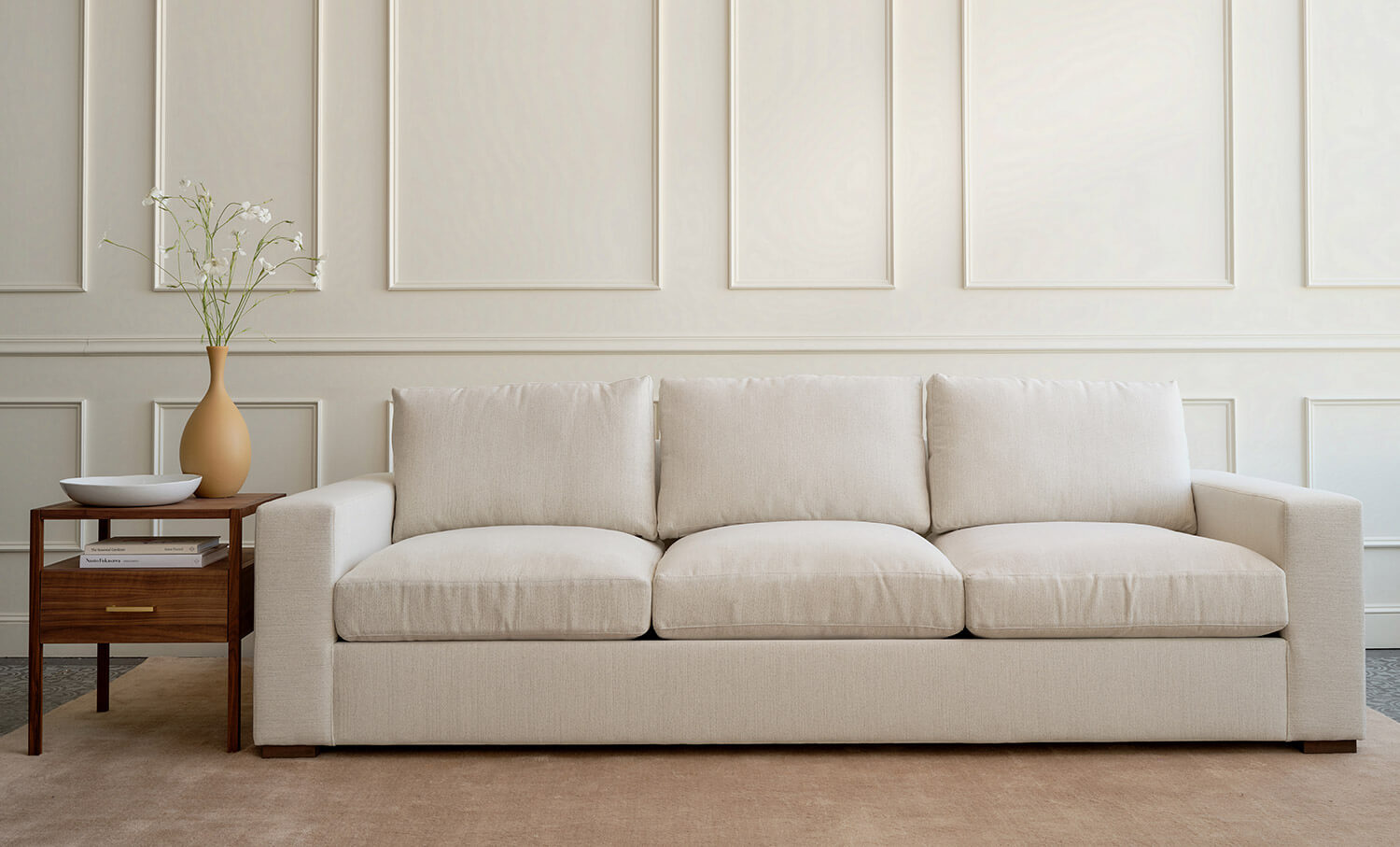 Rio Plush Sofa shown in Elder Snow fabric