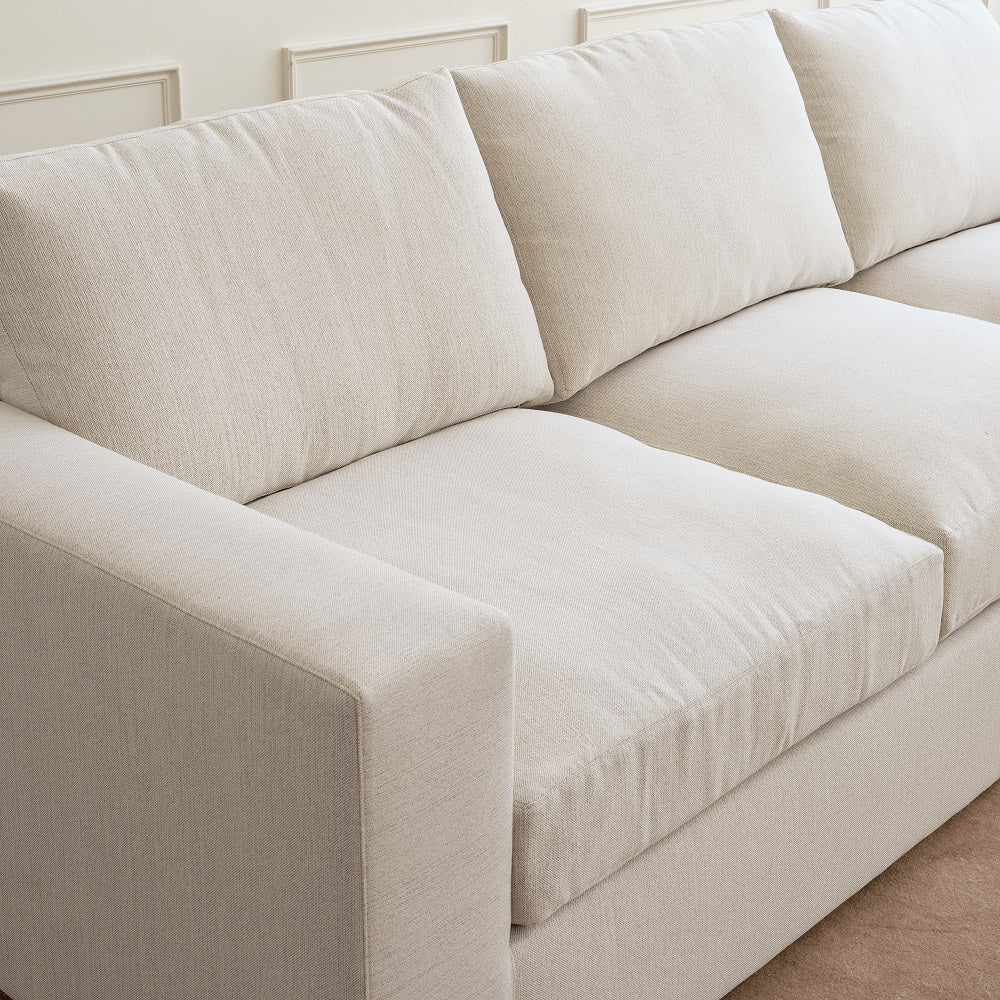 Rio Plush Sofa in Elder Snow fabric