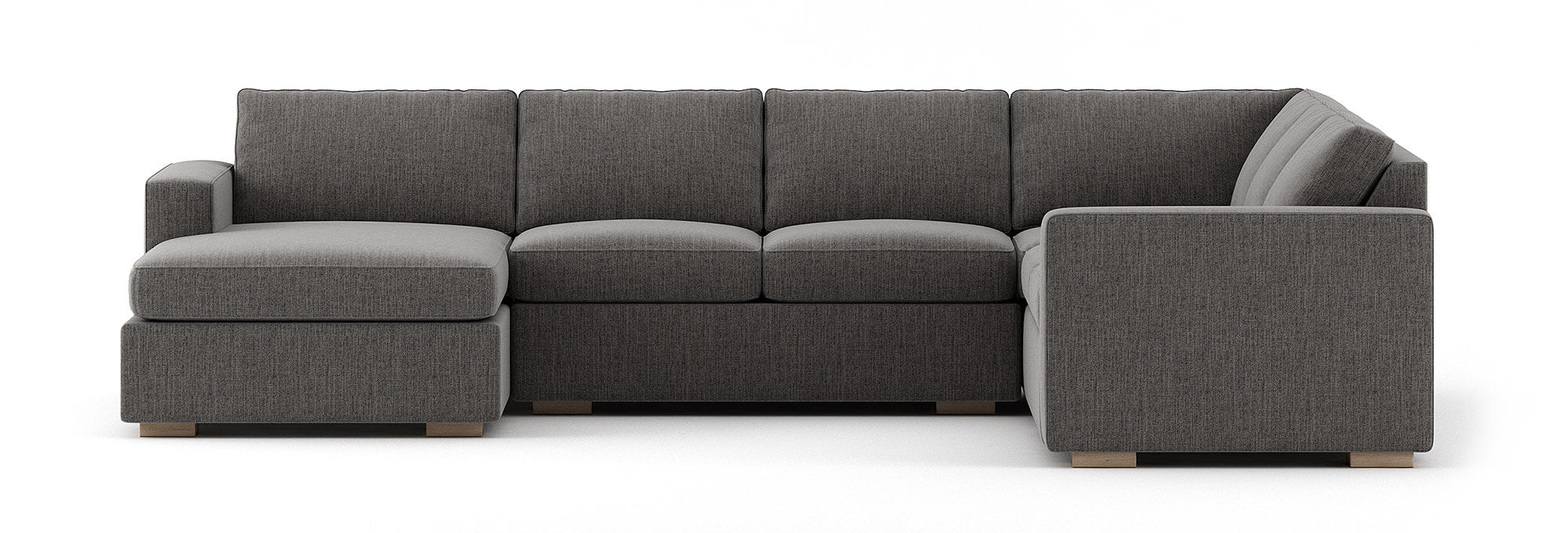 G: Chaise Left 126" shown in Smart Aluminum fabric and maple legs.